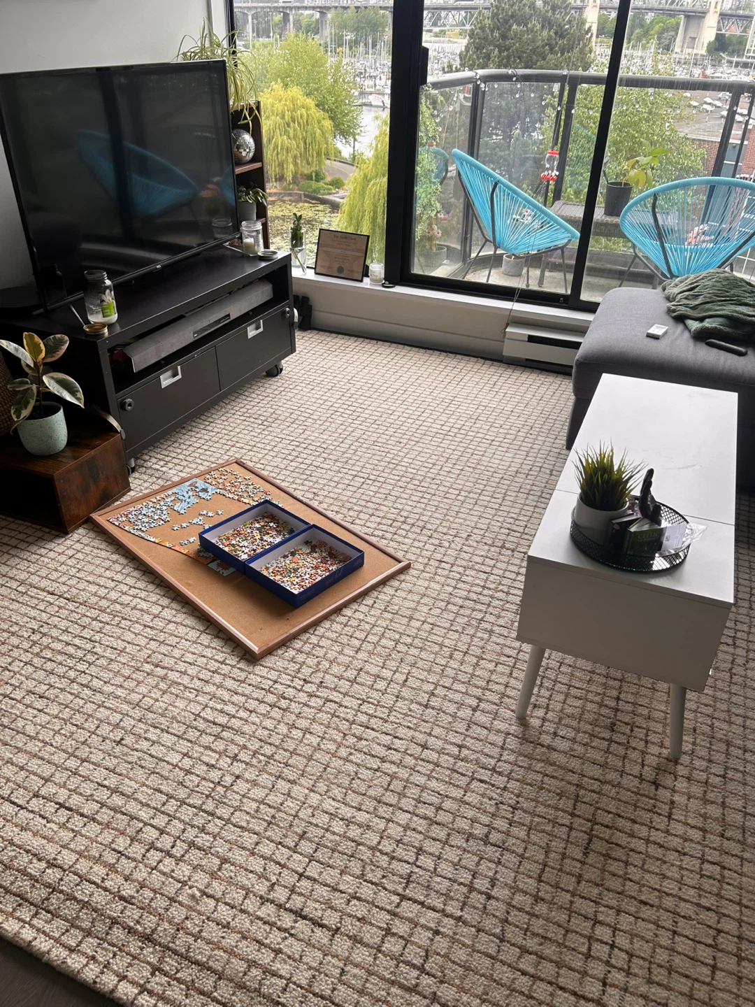 Rug: Cream Wool Cotton Area 8' x 10'