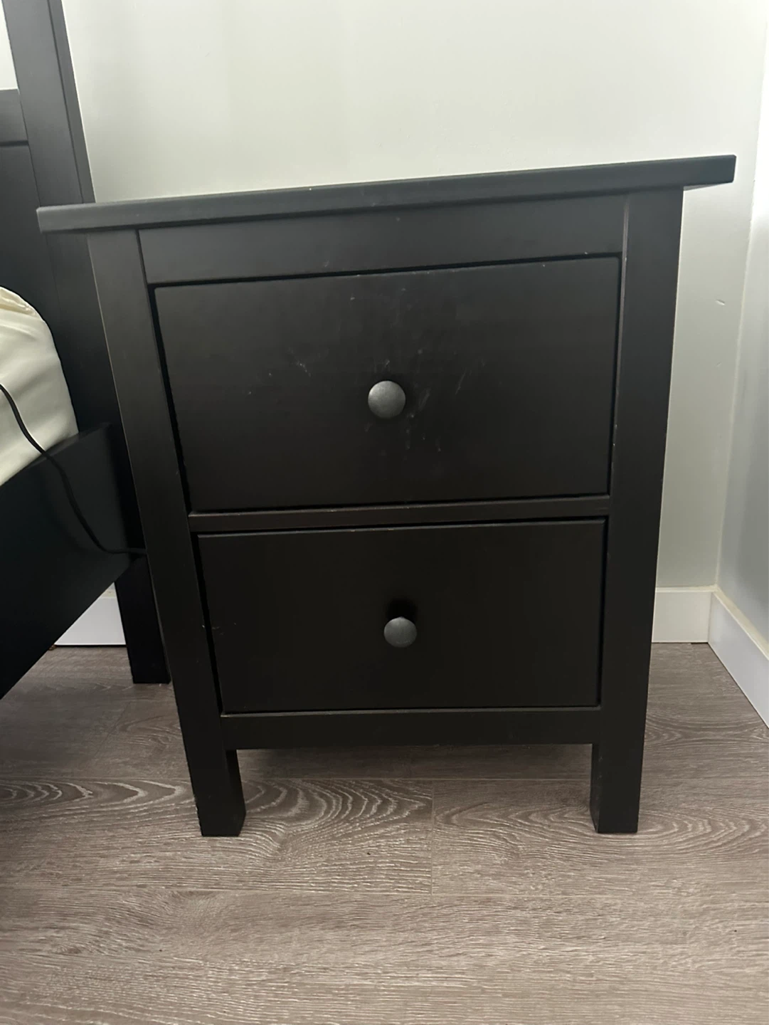 Black 2-Drawer Nightstand