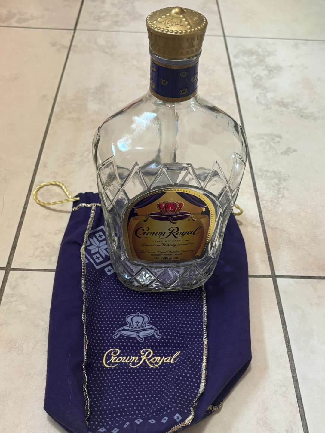 Crown Royal Whiskey Bottle with Purple Pouch