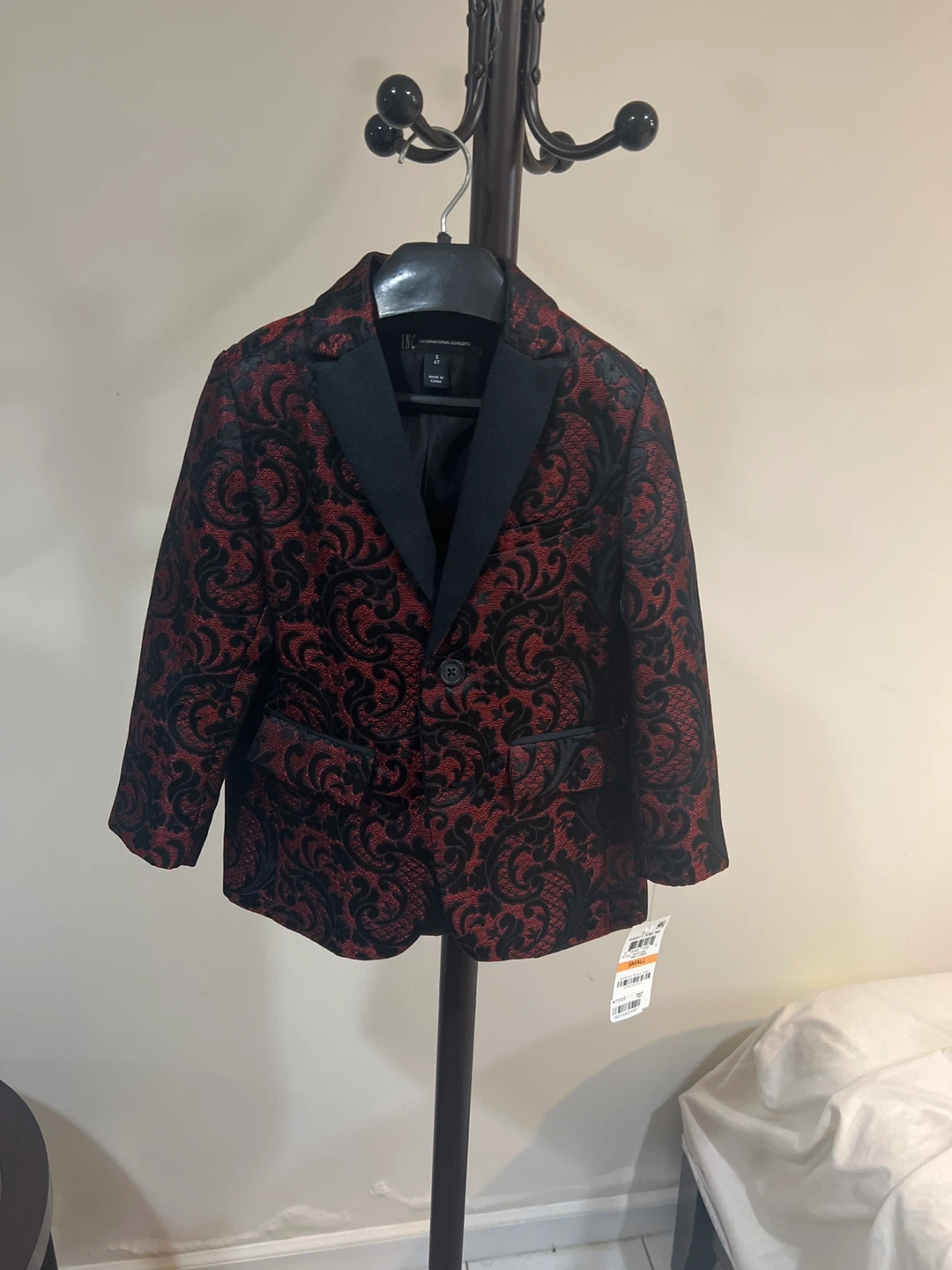 INC International Concepts Boys Red & Black Jacquard Blazer