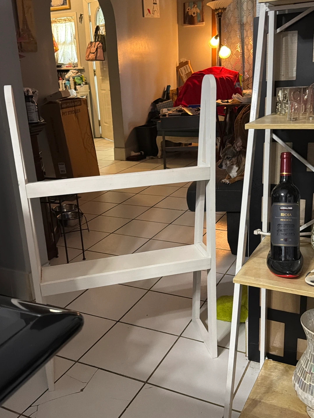White 2-Tier Ladder Shelf - photo 3