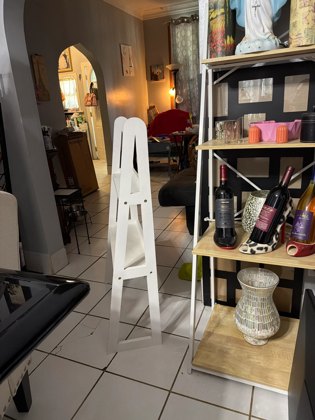 White 2-Tier Ladder Shelf - photo 2