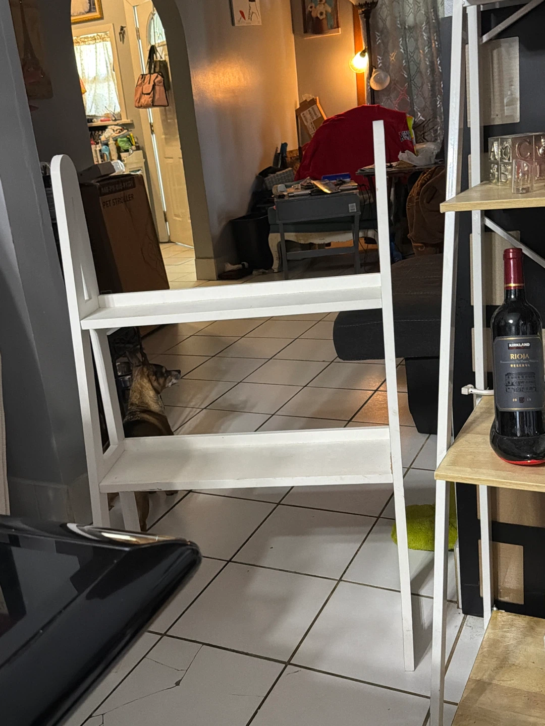 White 2-Tier Ladder Shelf
