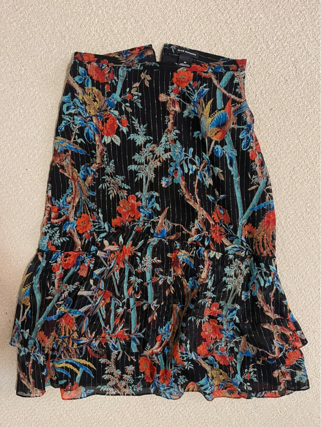 Club Monaco Women's Floral Print Midi Skirt Size 00