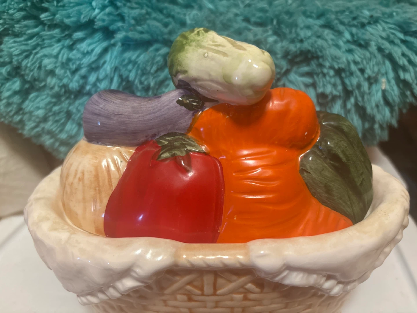 Ceramic Vegetable Basket Decorative Piece