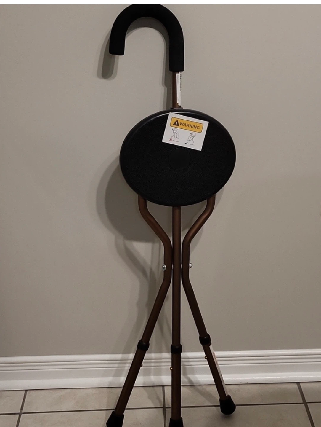 Folding Tripod Cane with Padded Handle - Black and Brown - photo 2