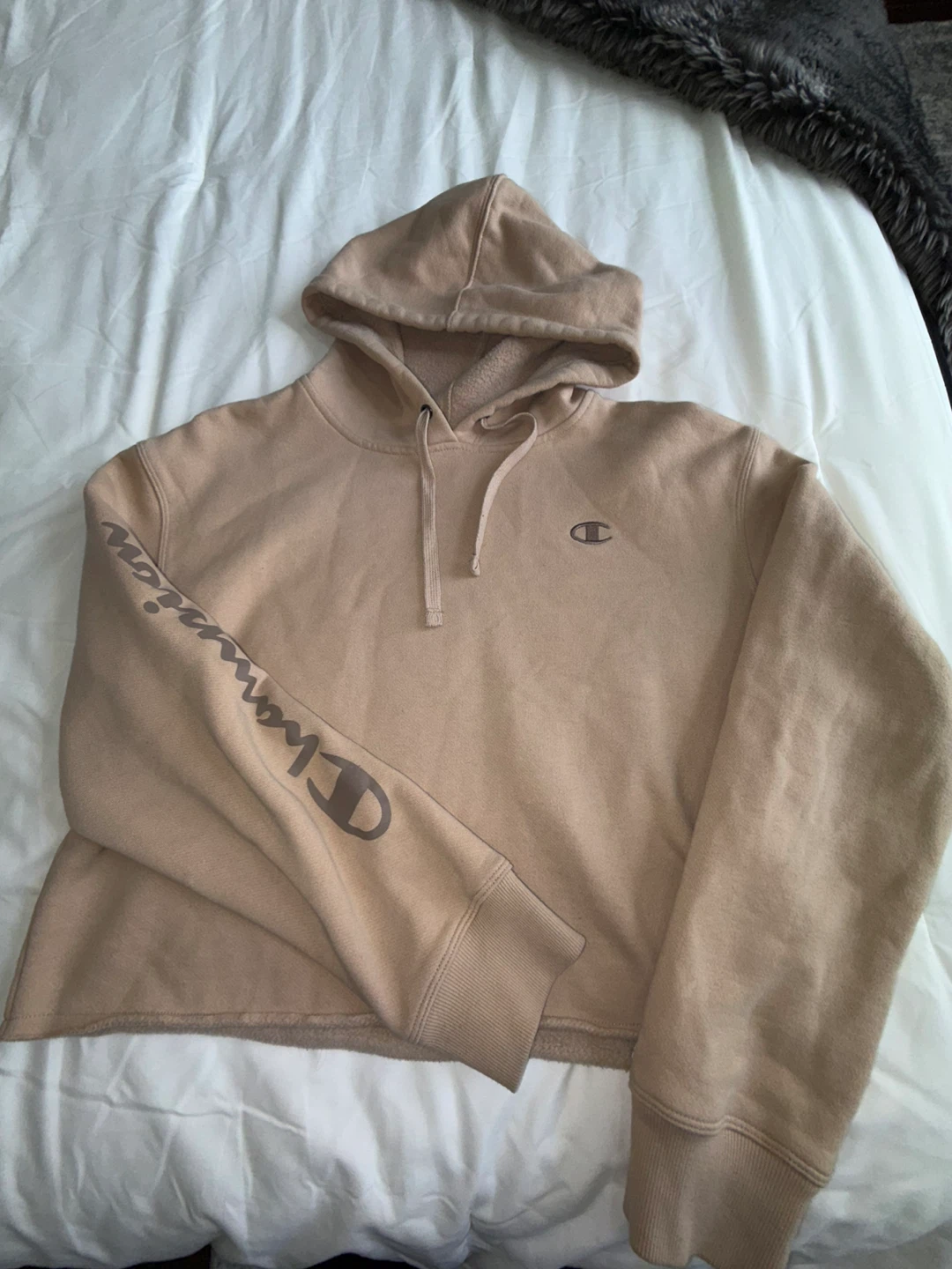 Champion Women's Tan Cropped Hoodie L/G