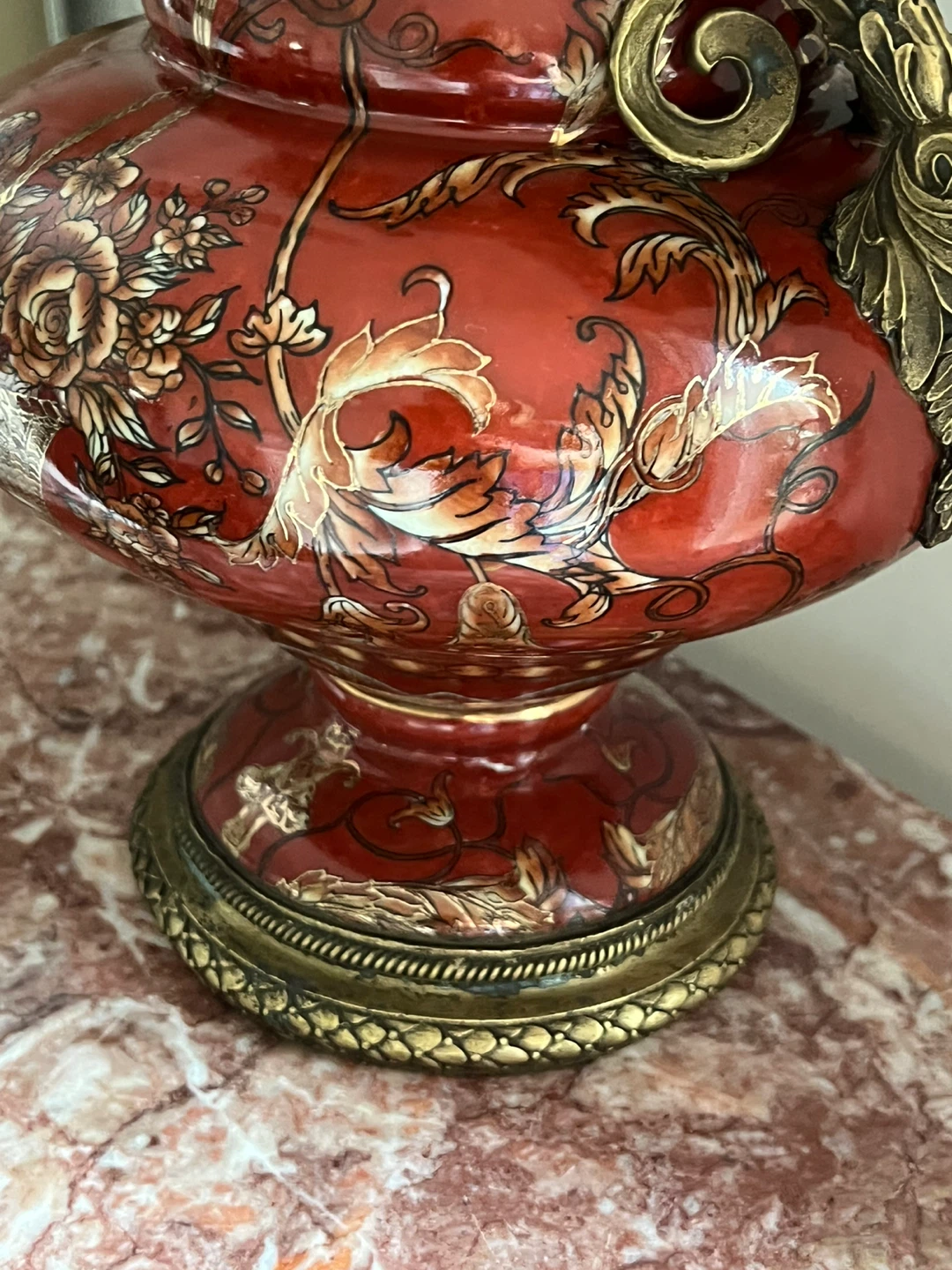 Decorative Red Pitcher with Ornate Gold Accents - photo 2
