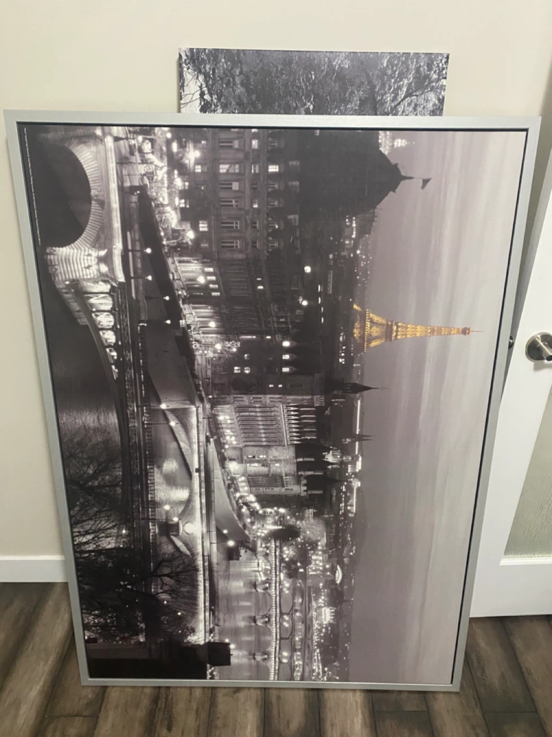Framed Paris Night Scene Wall Art