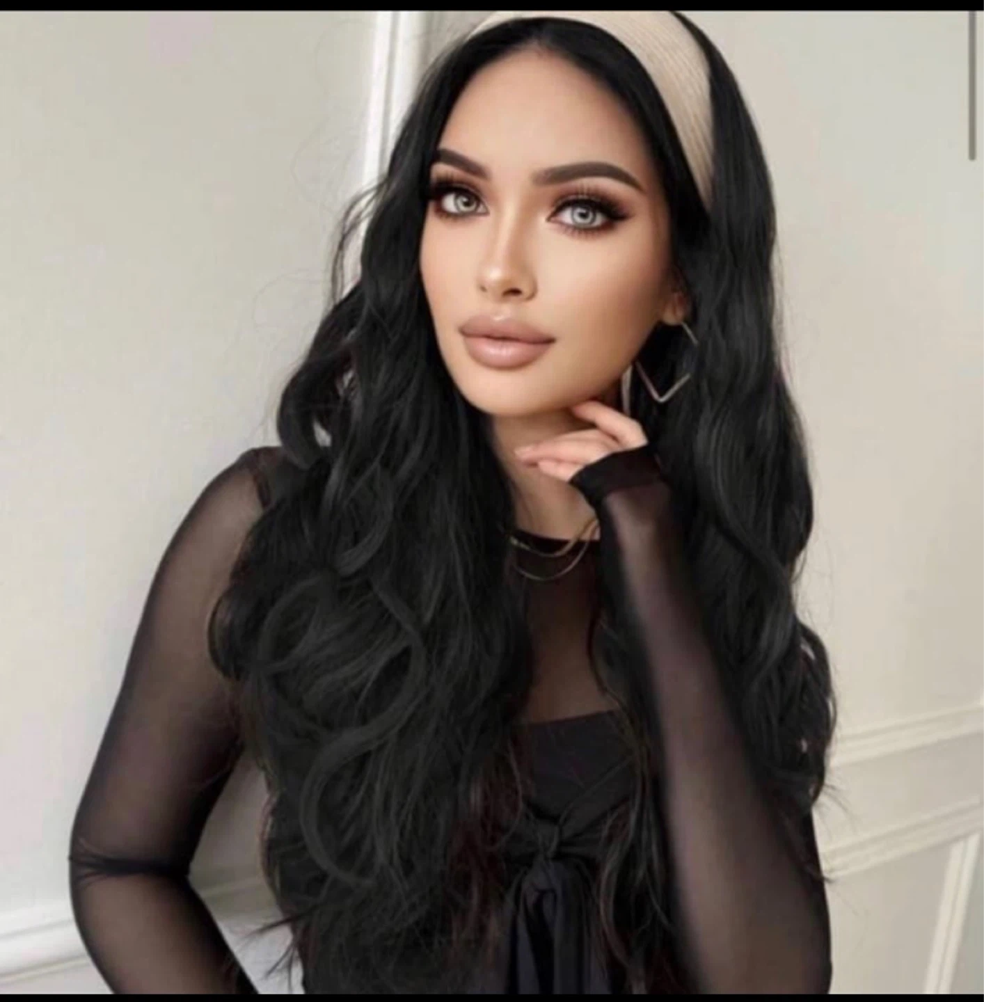 Black Wavy Hair Extension with Headband