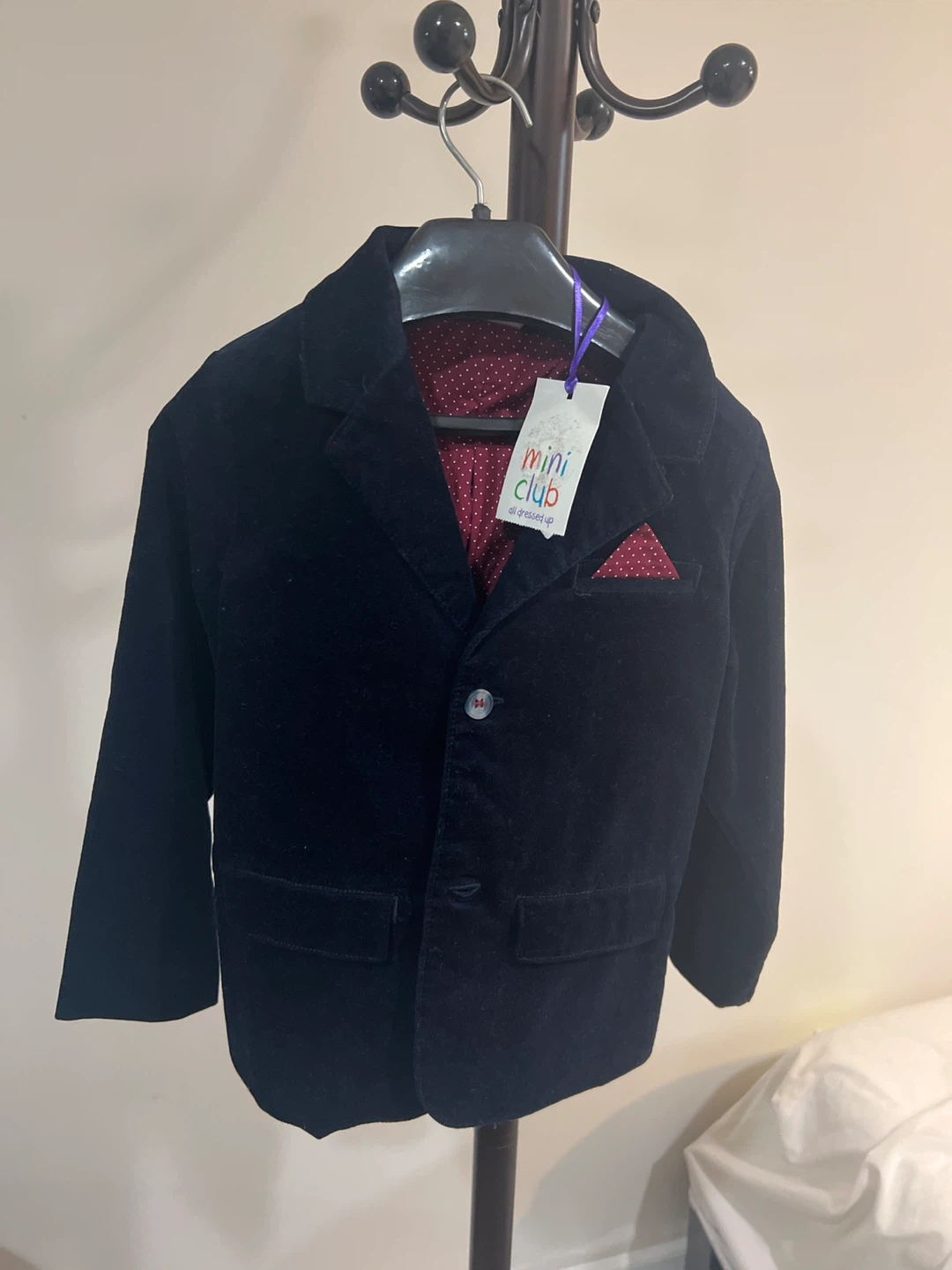Mini Club Boys Navy Velvet Blazer with Pocket Square