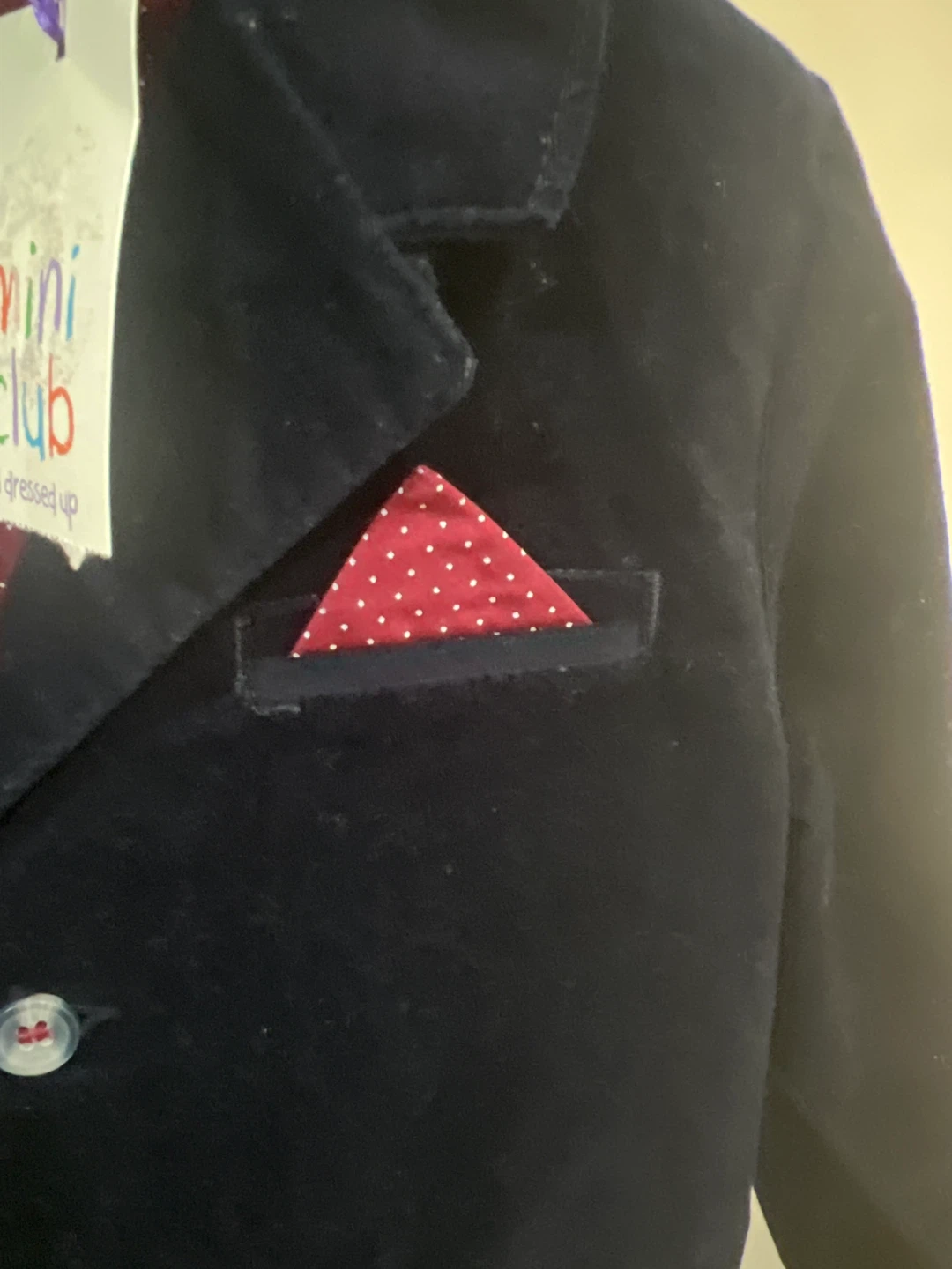 Mini Club Boys Navy Velvet Blazer with Pocket Square - photo 2