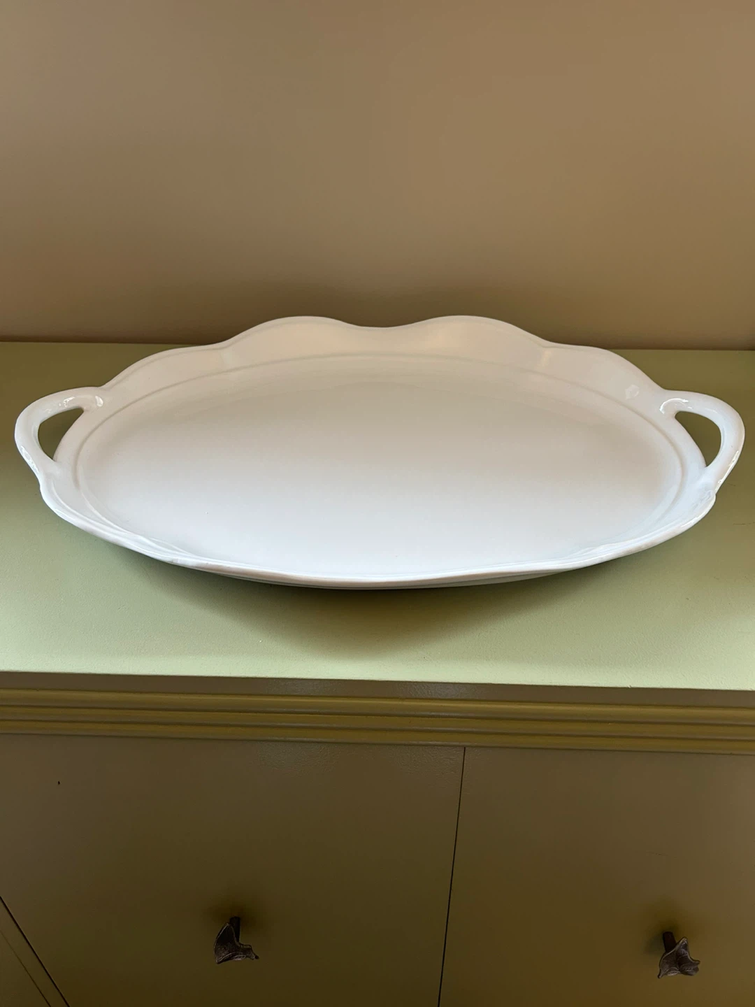 White Oval Serving Platter with Handles