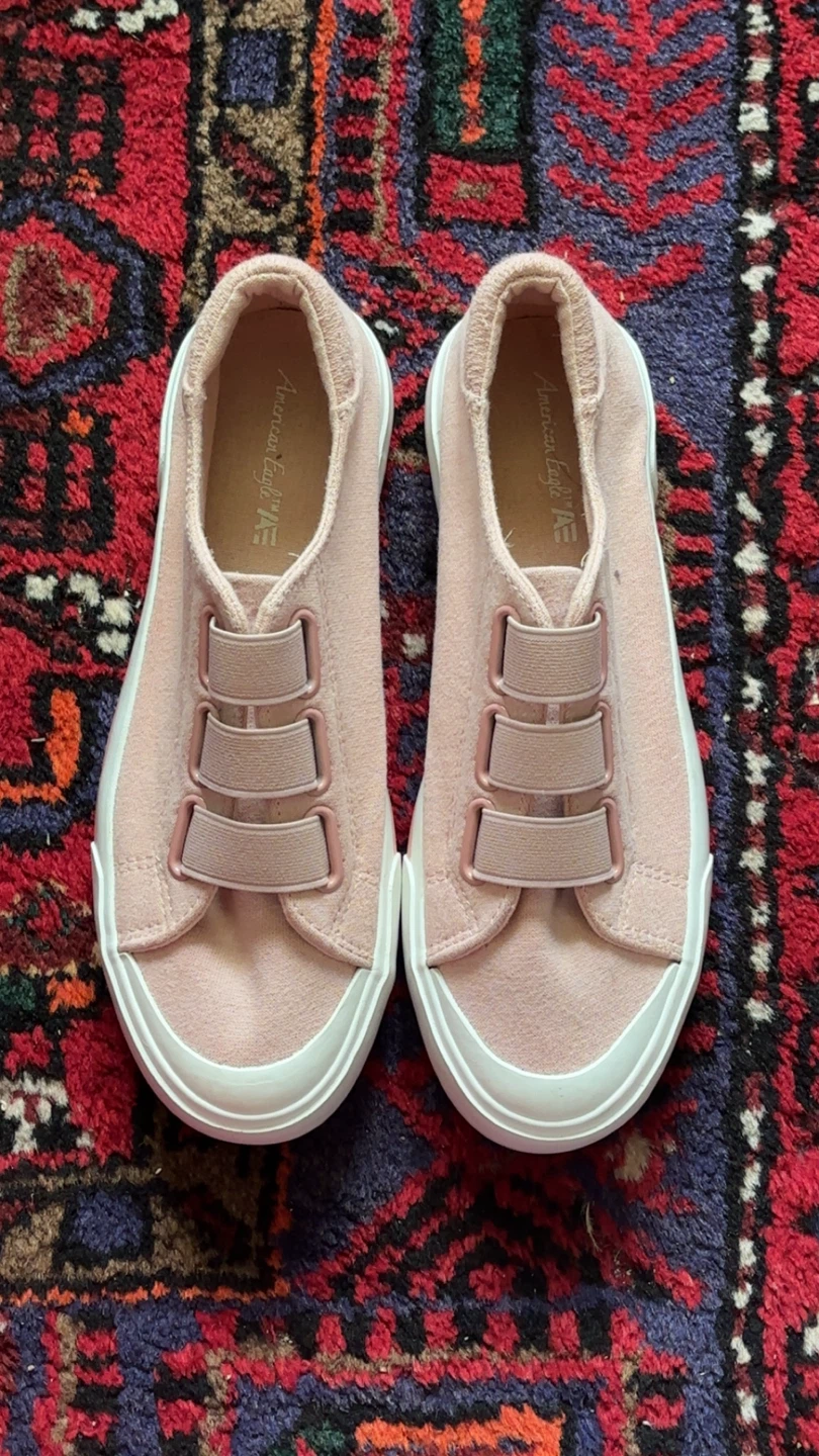 American Eagle Pink Velour Slip-On Sneakers