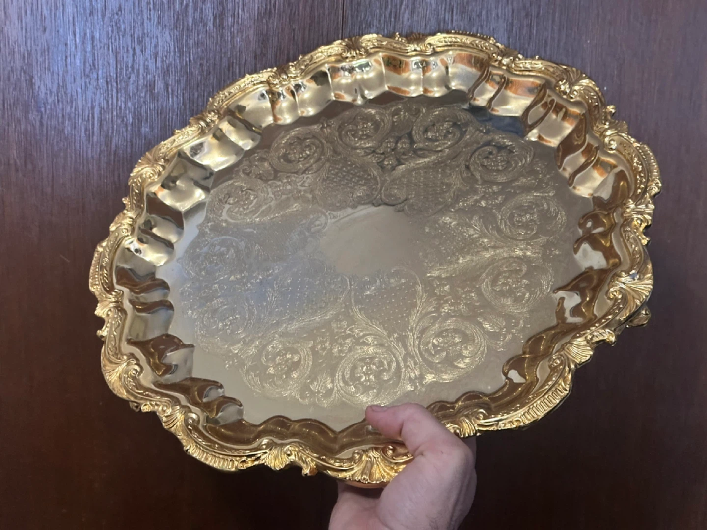 L'Heure D'Or gold plated tray 16.5” diameter