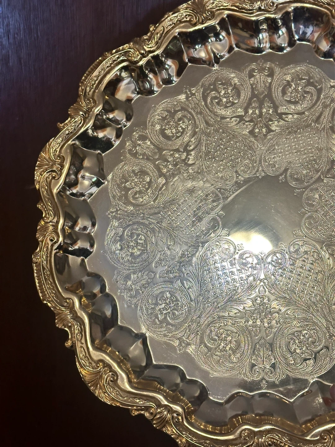 L'Heure D'Or gold plated tray 16.5” diameter - photo 2