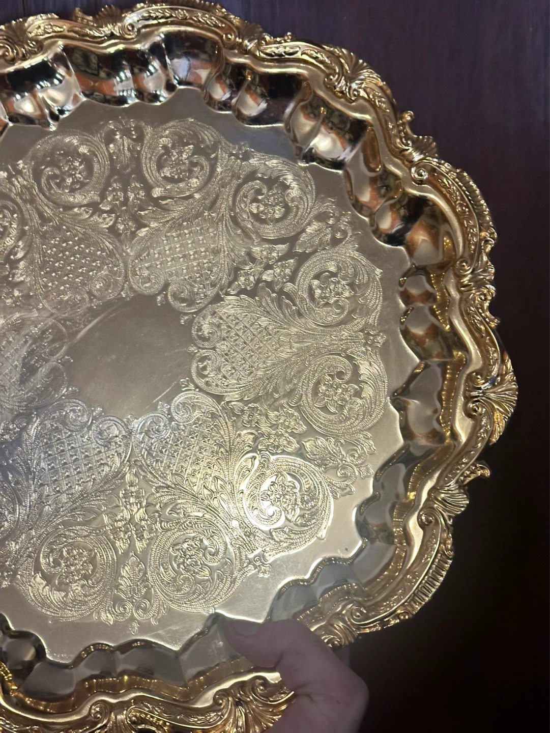 L'Heure D'Or gold plated tray 16.5” diameter - photo 3