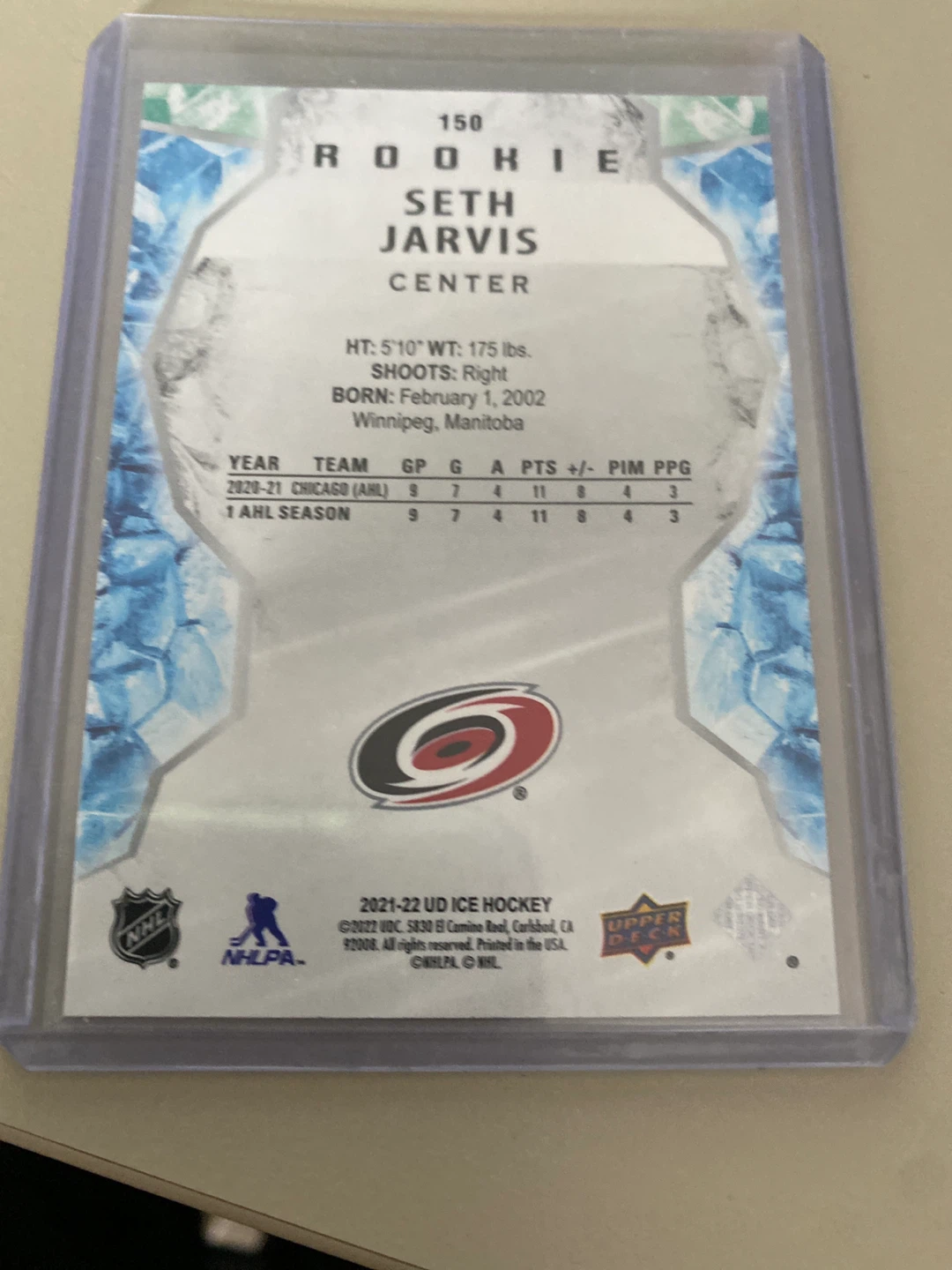 Upper Deck Seth Jarvis 2021-22 UD ICE Hockey Card - photo 2