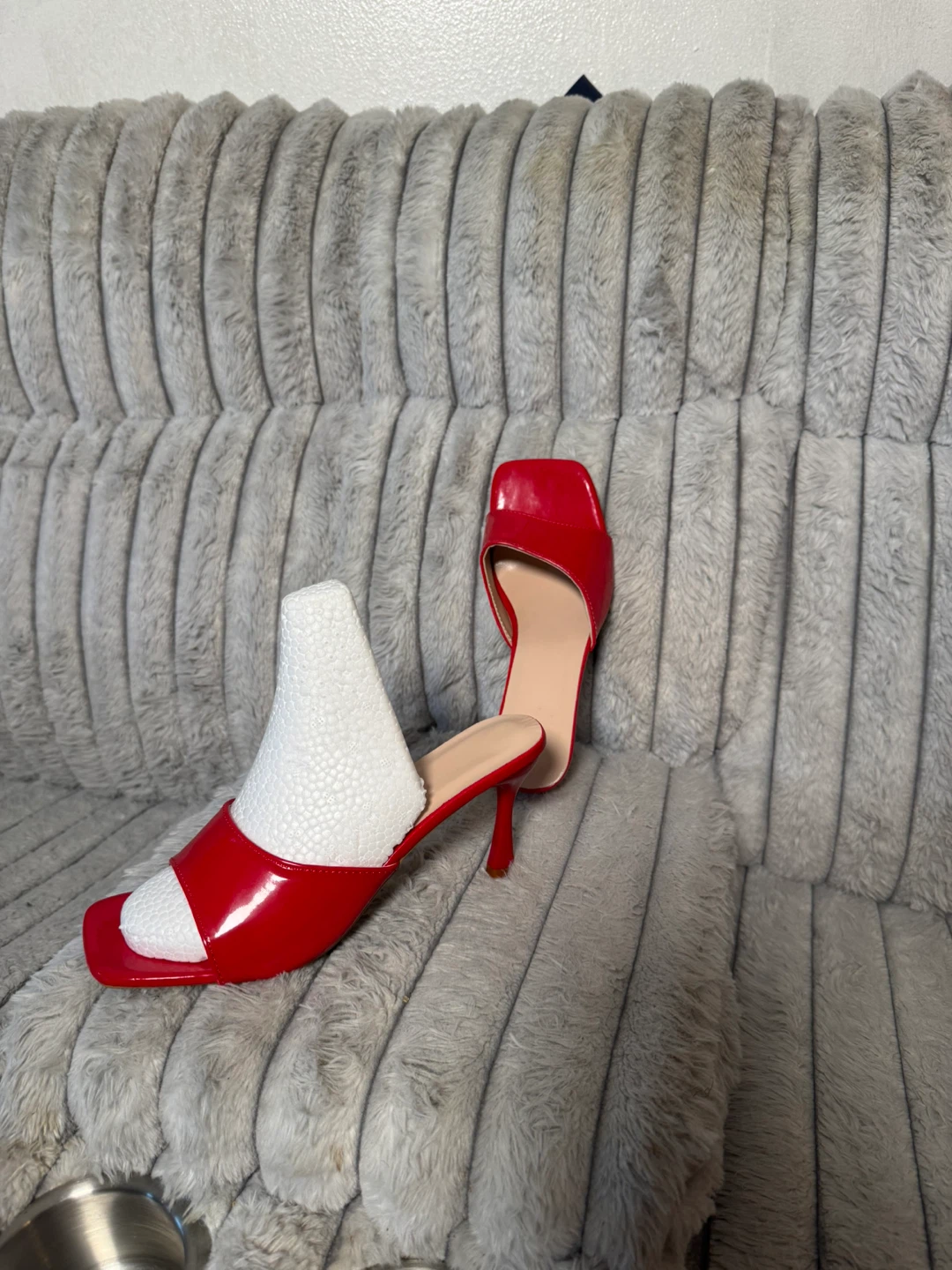 Red Slip-On Heeled Mules