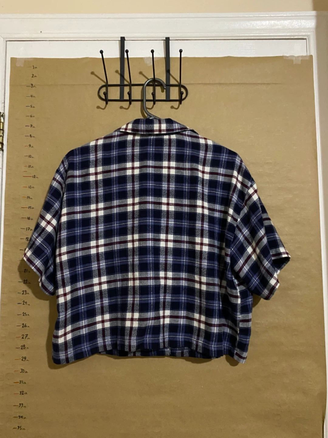 Navy Plaid Short Sleeve Button-Up Shirt - photo 2