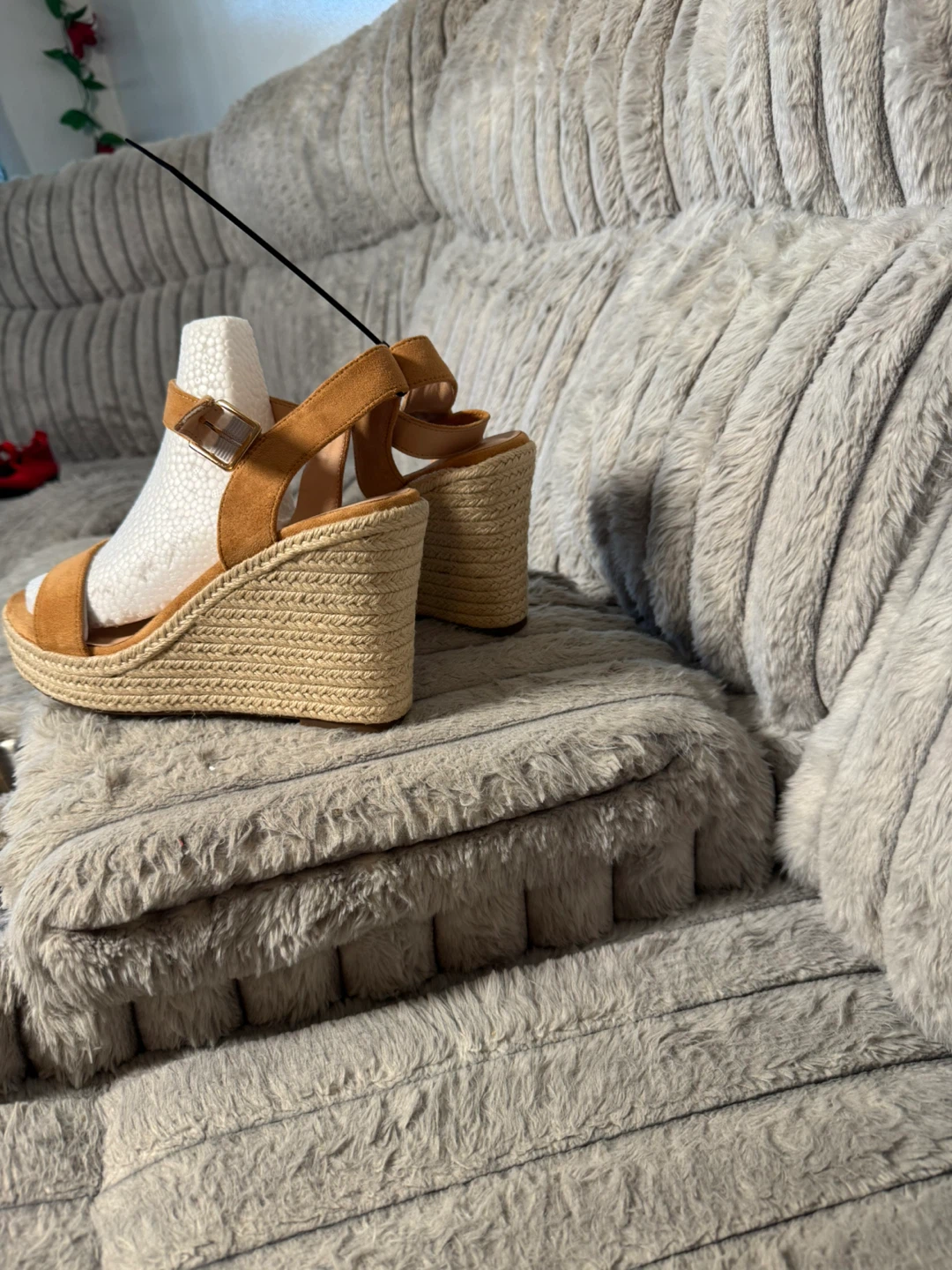 Vicki-Vicki Women's Tan Suede Wedge Espadrille Sandals - photo 5