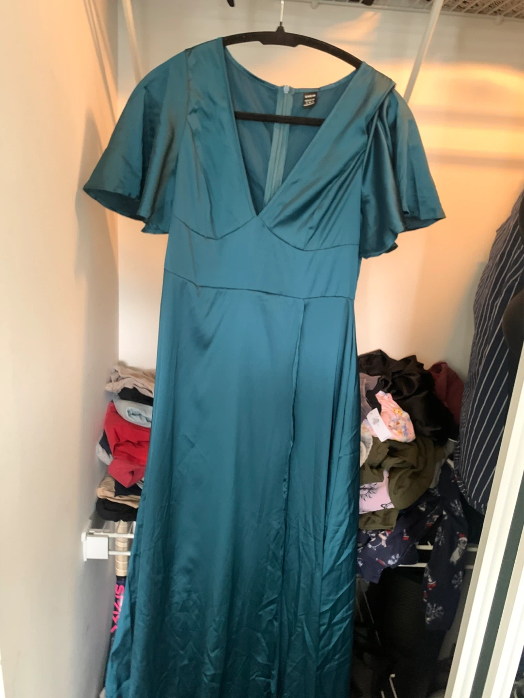 Satin V-Neck Maxi Dress