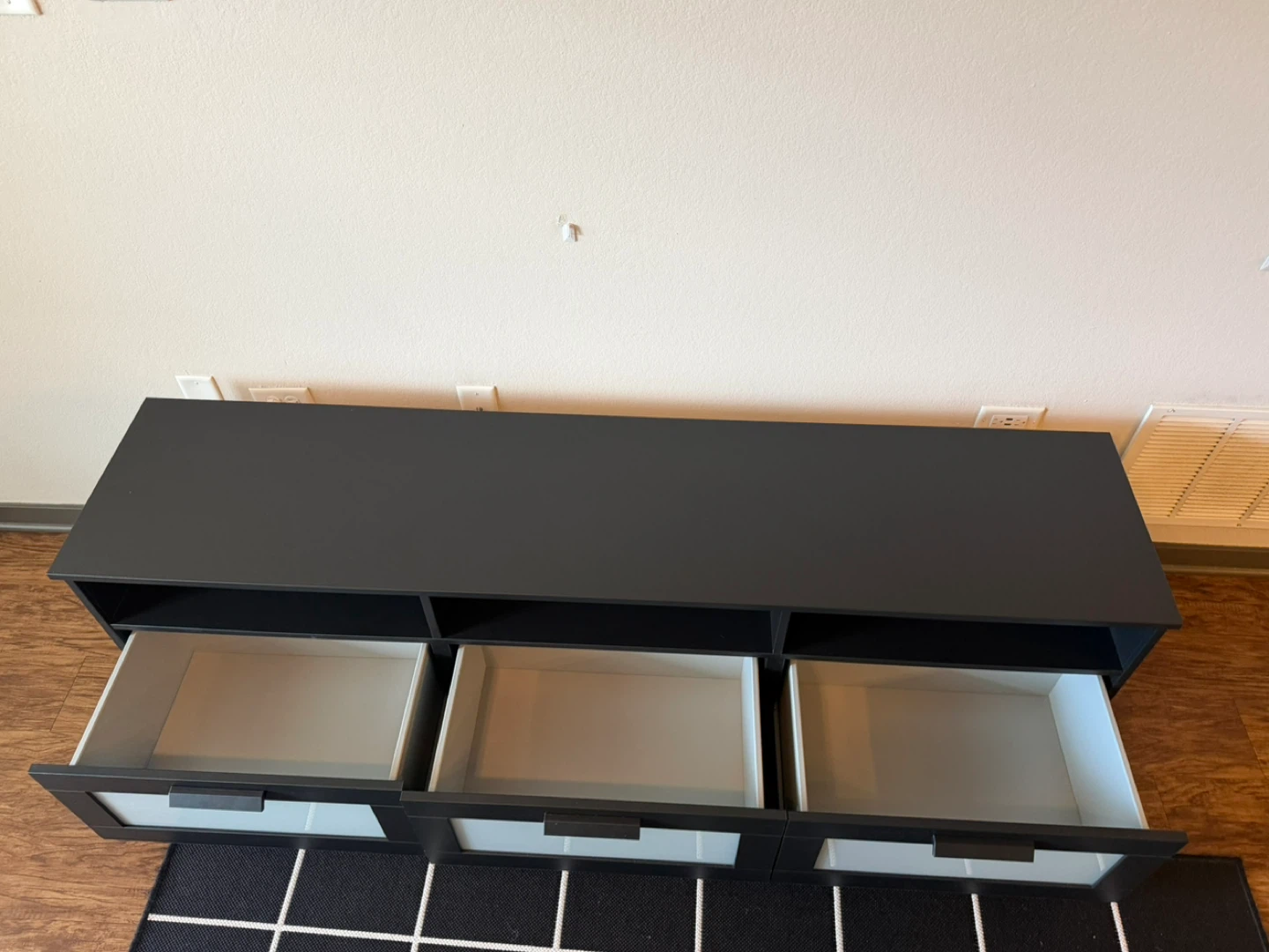 Black TV Stand with 3 Drawers - photo 3