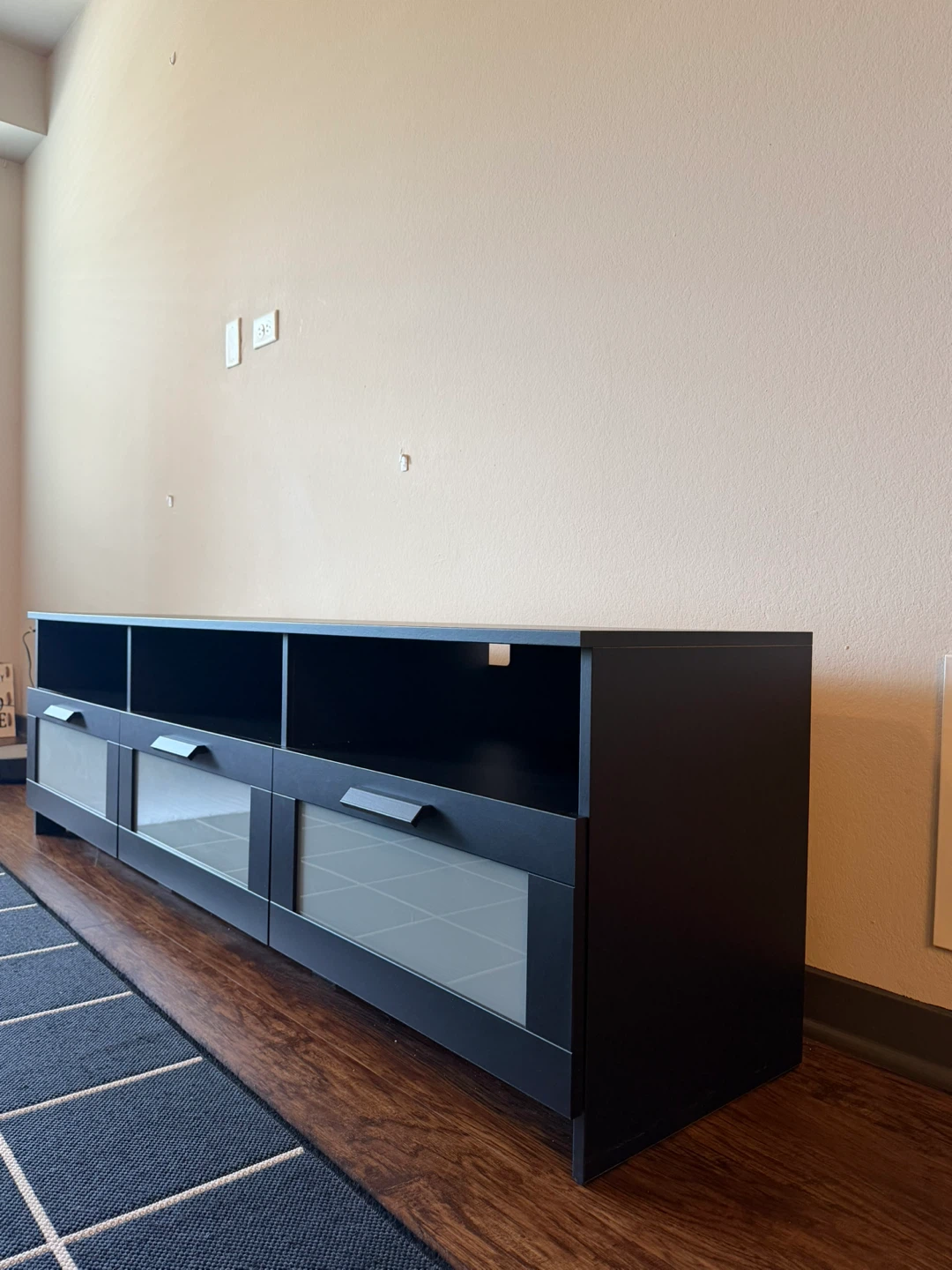Black TV Stand with 3 Drawers - photo 2