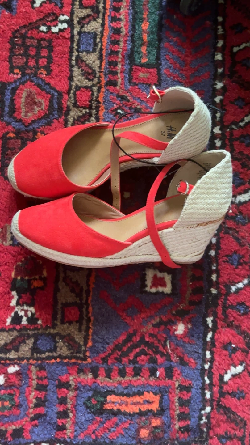 H&M Red Espadrille Wedge Sandals Size 37