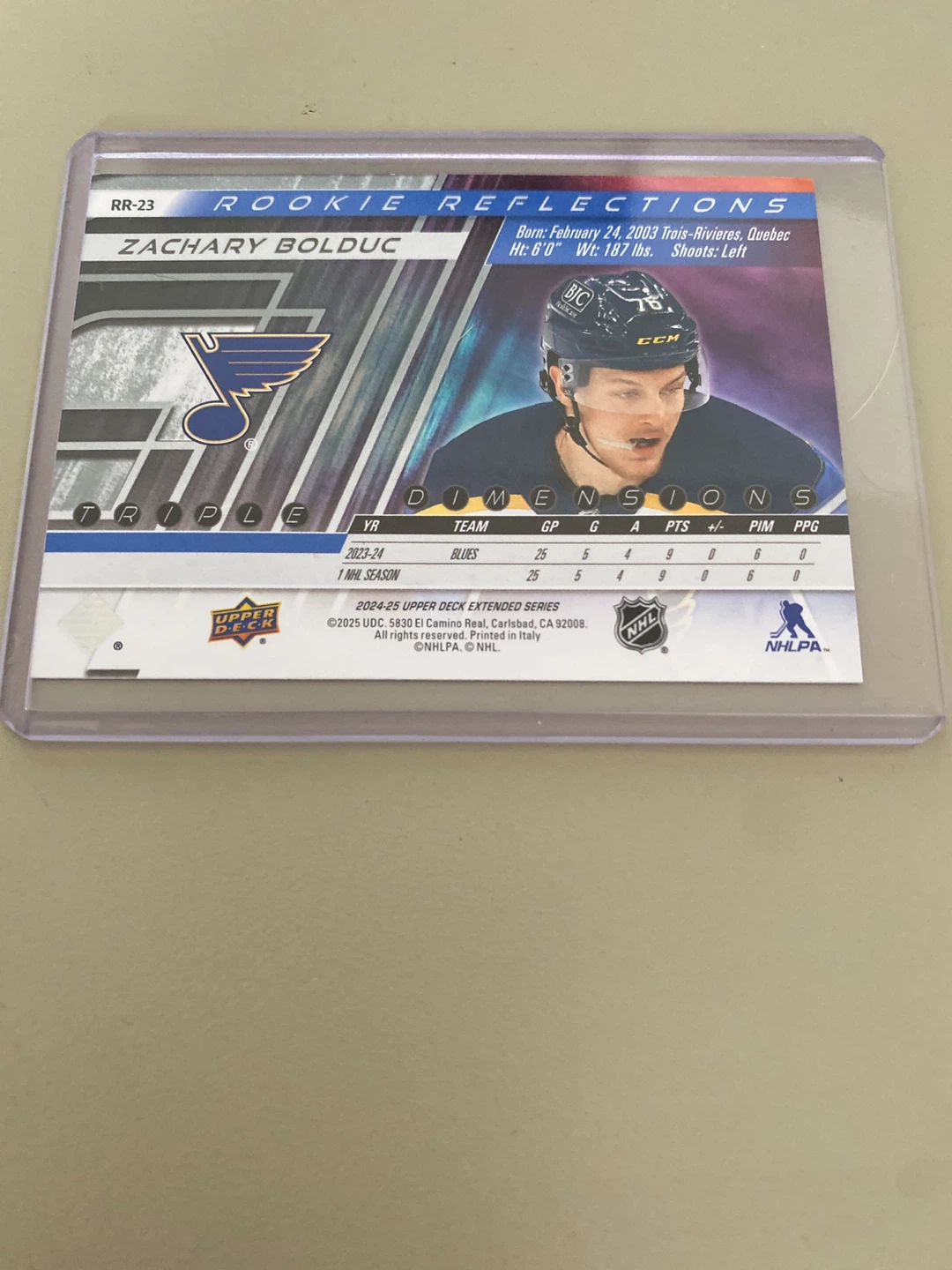 Upper Deck Rookie Reflections Zachary Bolduc Hockey Card - photo 2