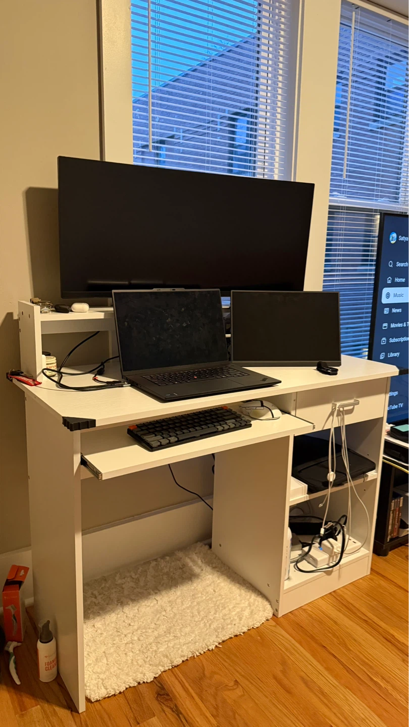 Computer Desk with Hutch and Keyboard Tray - photo 2