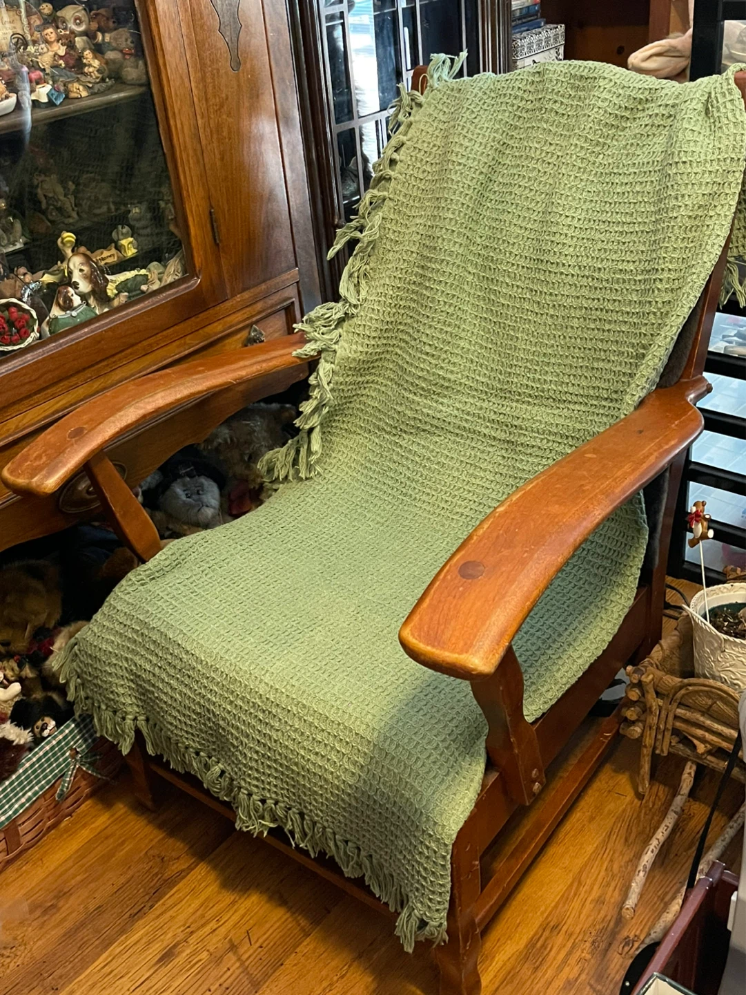 Antique Wooden Chair with Cushions