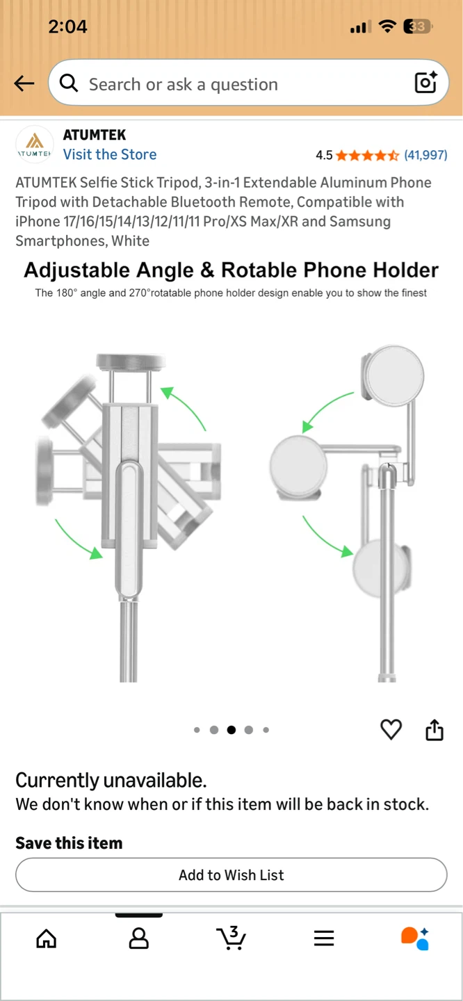 ATUMTEK Bluetooth Selfie Stick Pro - White - photo 4