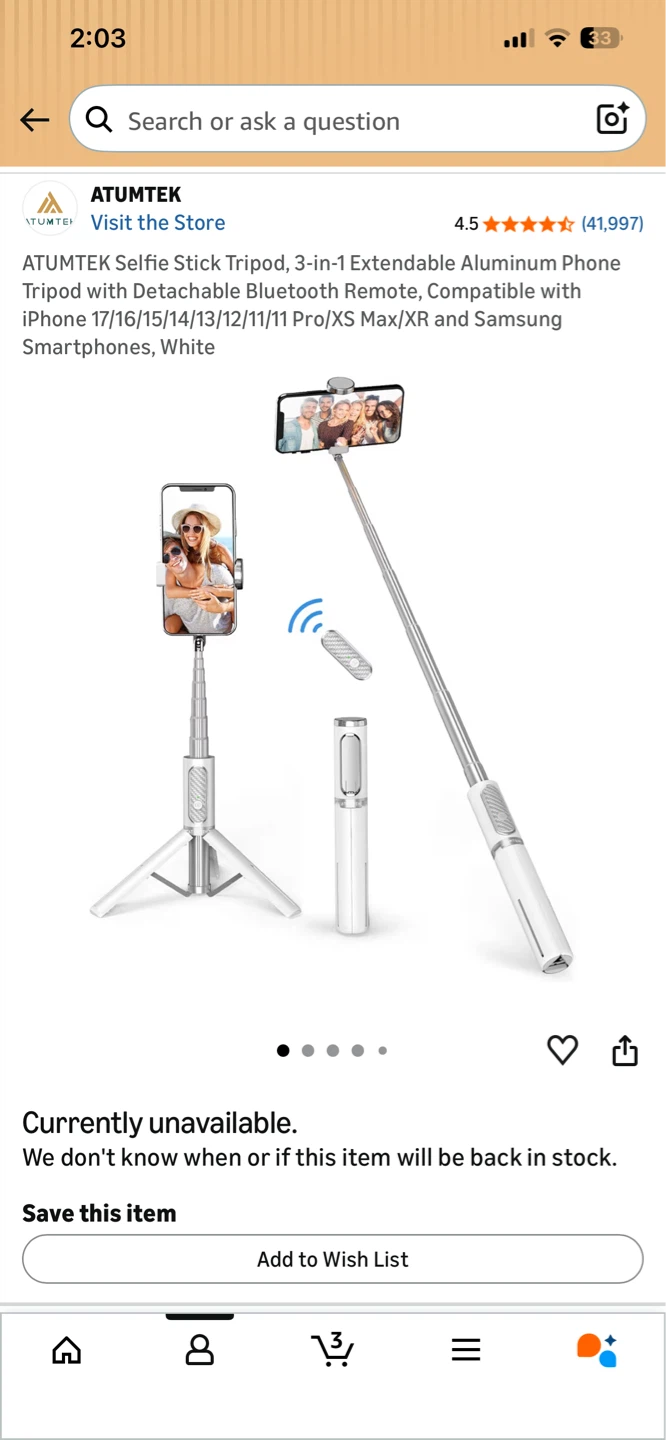 ATUMTEK Bluetooth Selfie Stick Pro - White - photo 2