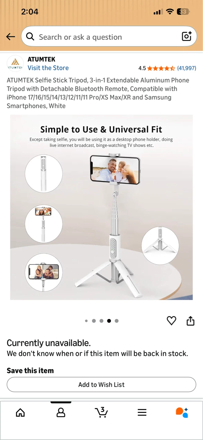 ATUMTEK Bluetooth Selfie Stick Pro - White - photo 5