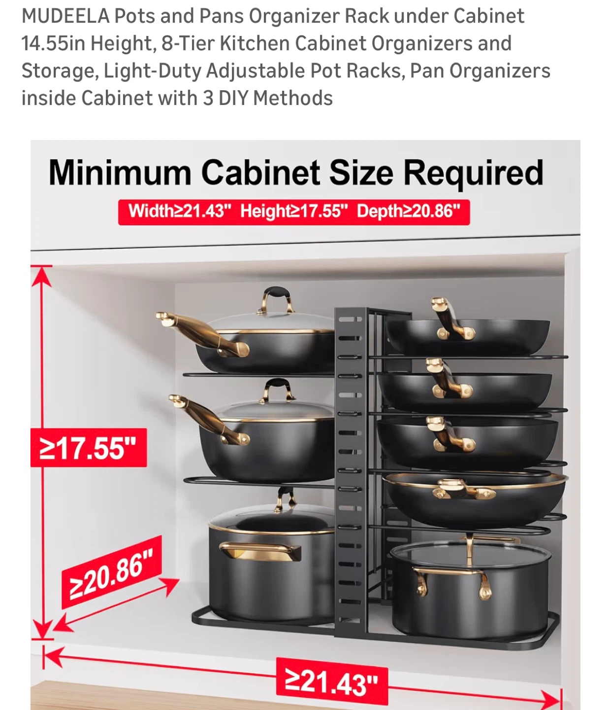 MUDEELA 8-Tier Pots and Pans Organizer Rack