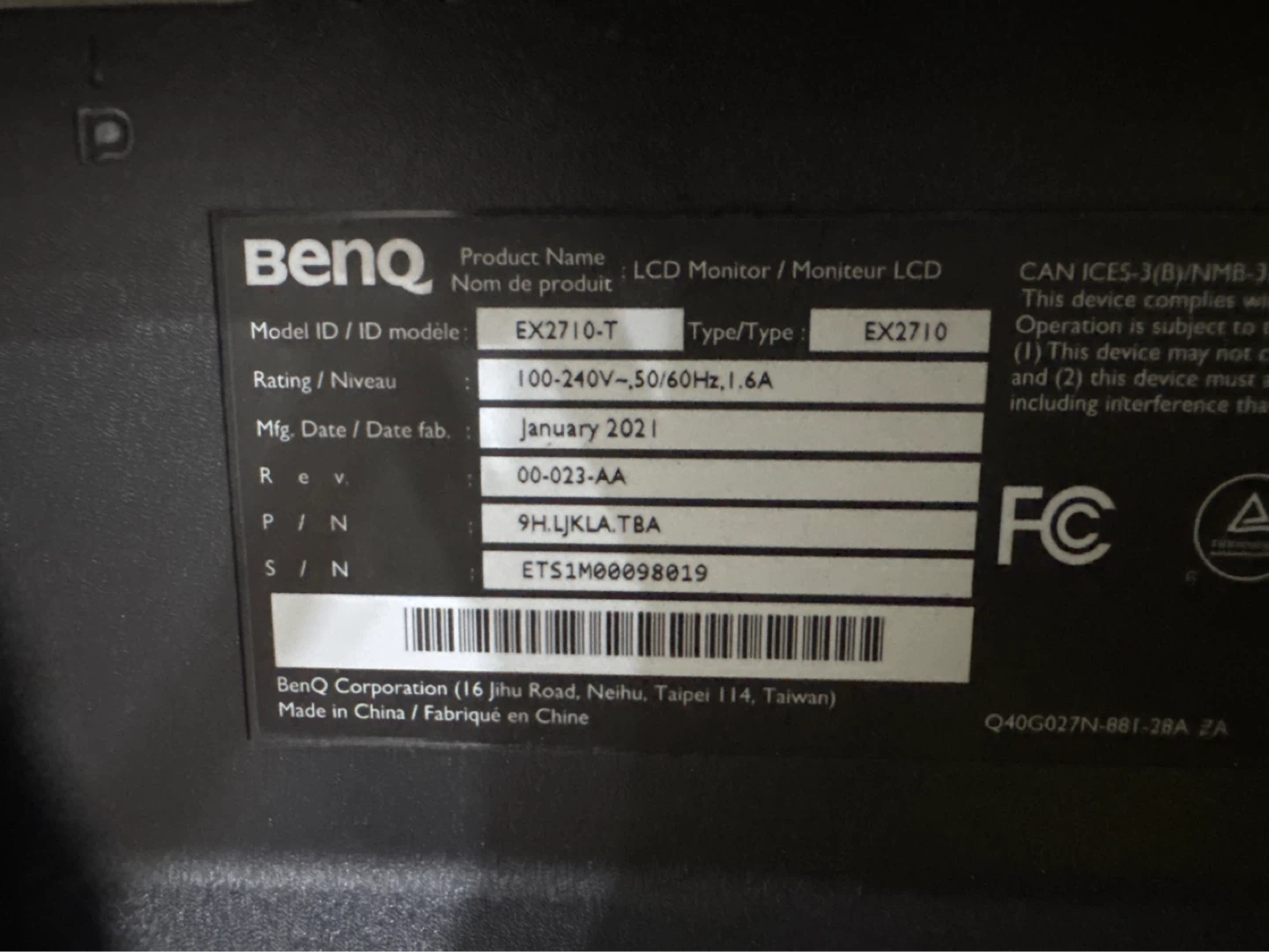 BenQ EX2710 LCD Monitor - photo 4
