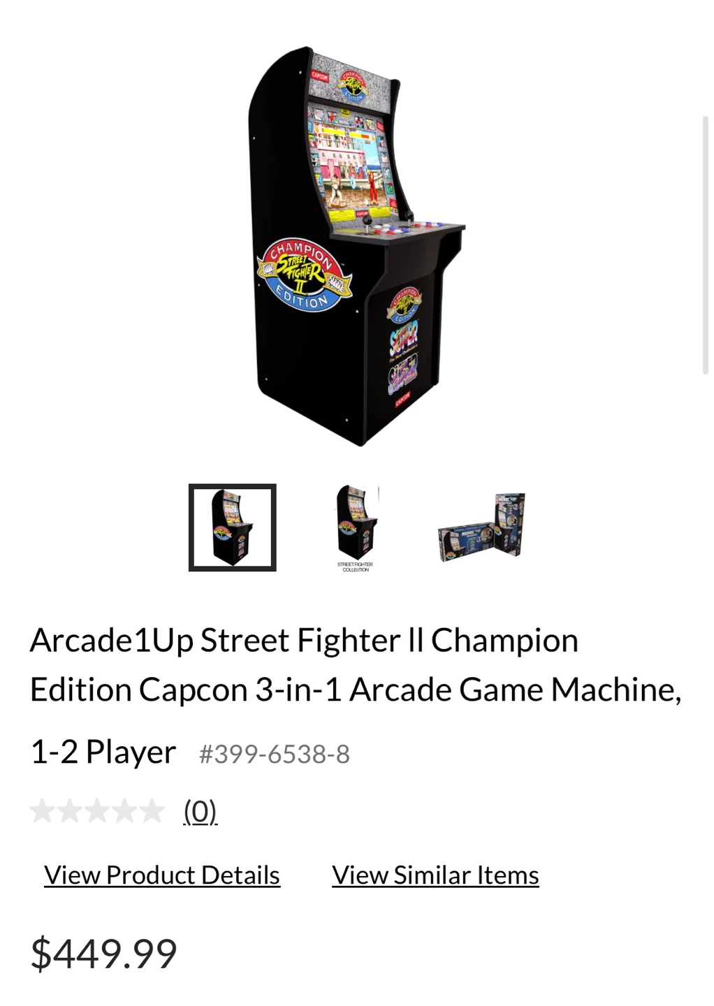 Arcade1Up Street Fighter II Champion Edition 3-in-1 Arcade Game