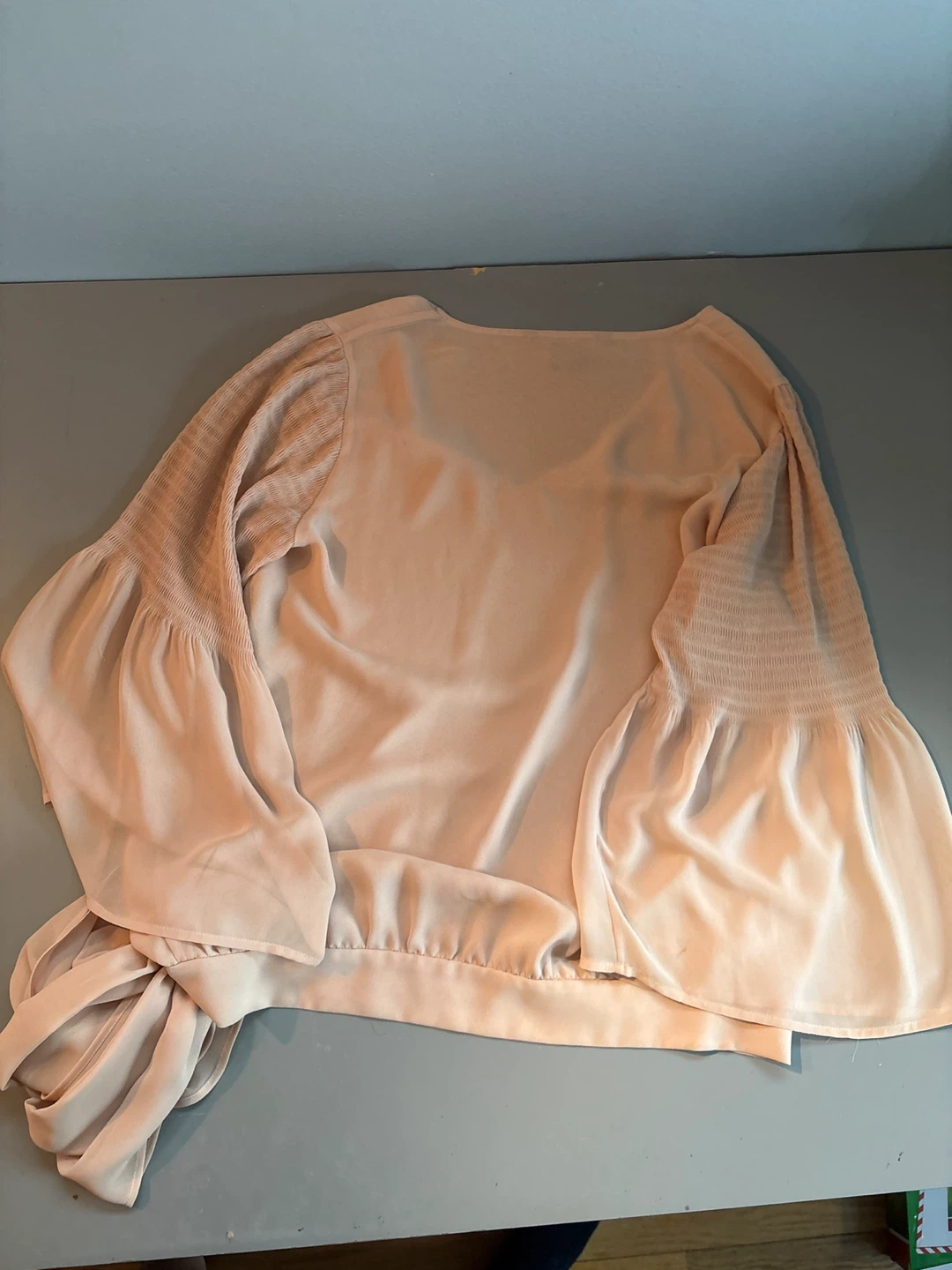 French Connection Beige Bell Sleeve Bow Blouse - photo 5