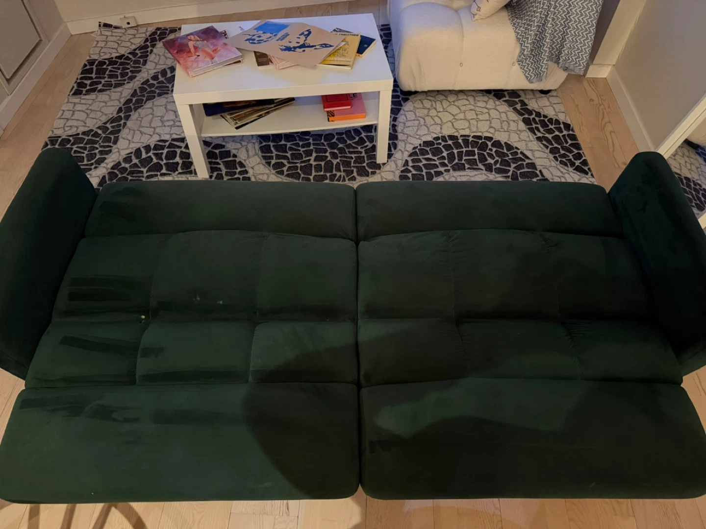 Dark Green Velvet Loveseat Sofa Bed - photo 3