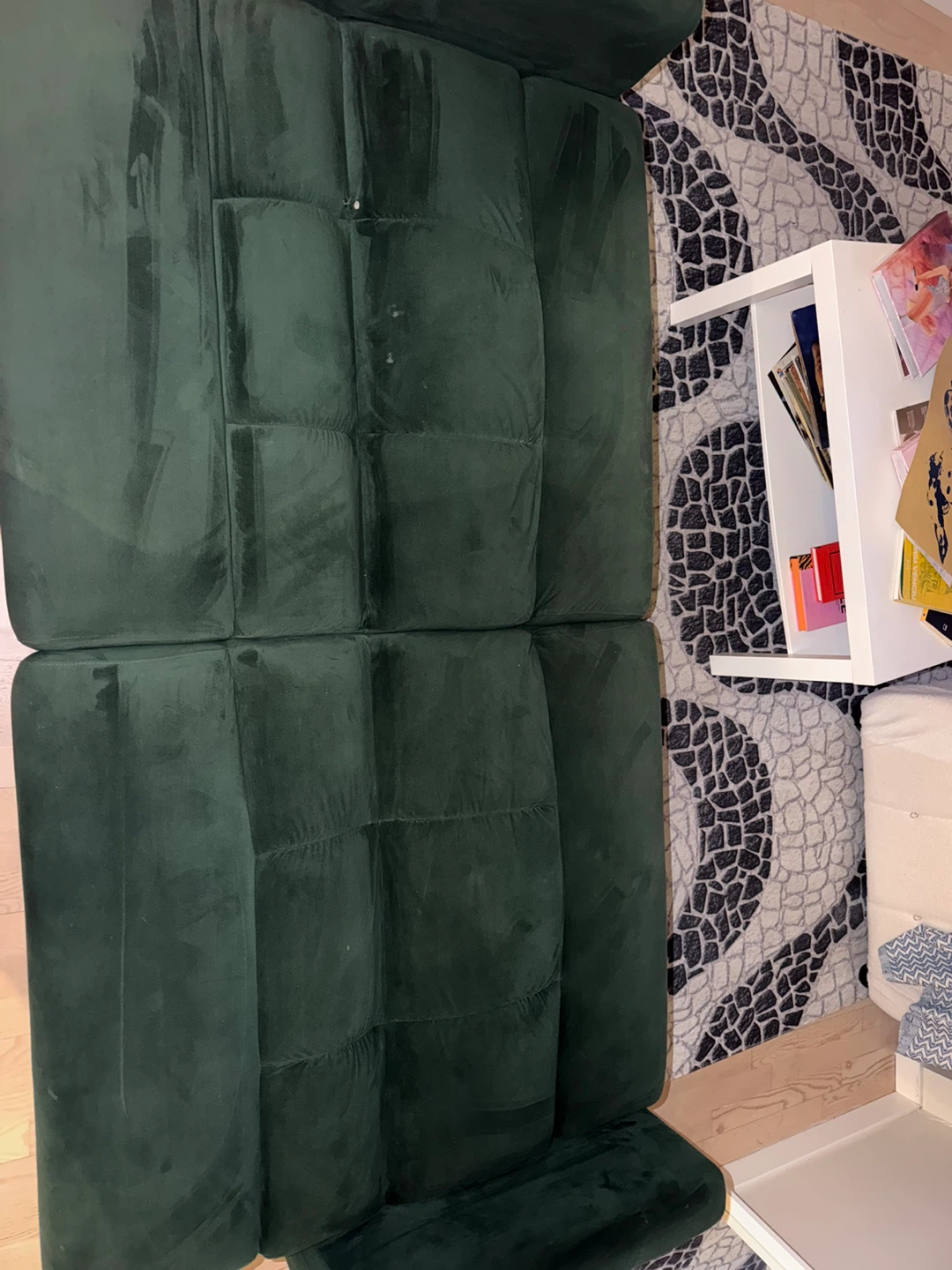 Dark Green Velvet Loveseat Sofa Bed - photo 5
