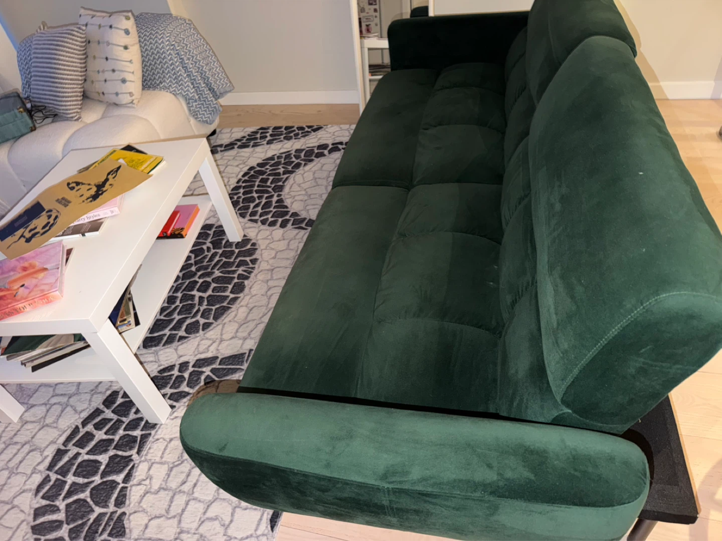 Dark Green Velvet Loveseat Sofa Bed