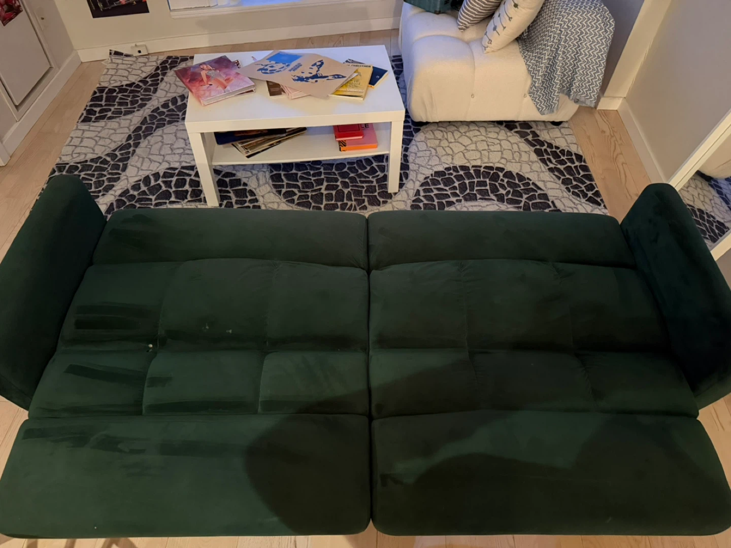 Dark Green Velvet Loveseat Sofa Bed - photo 4