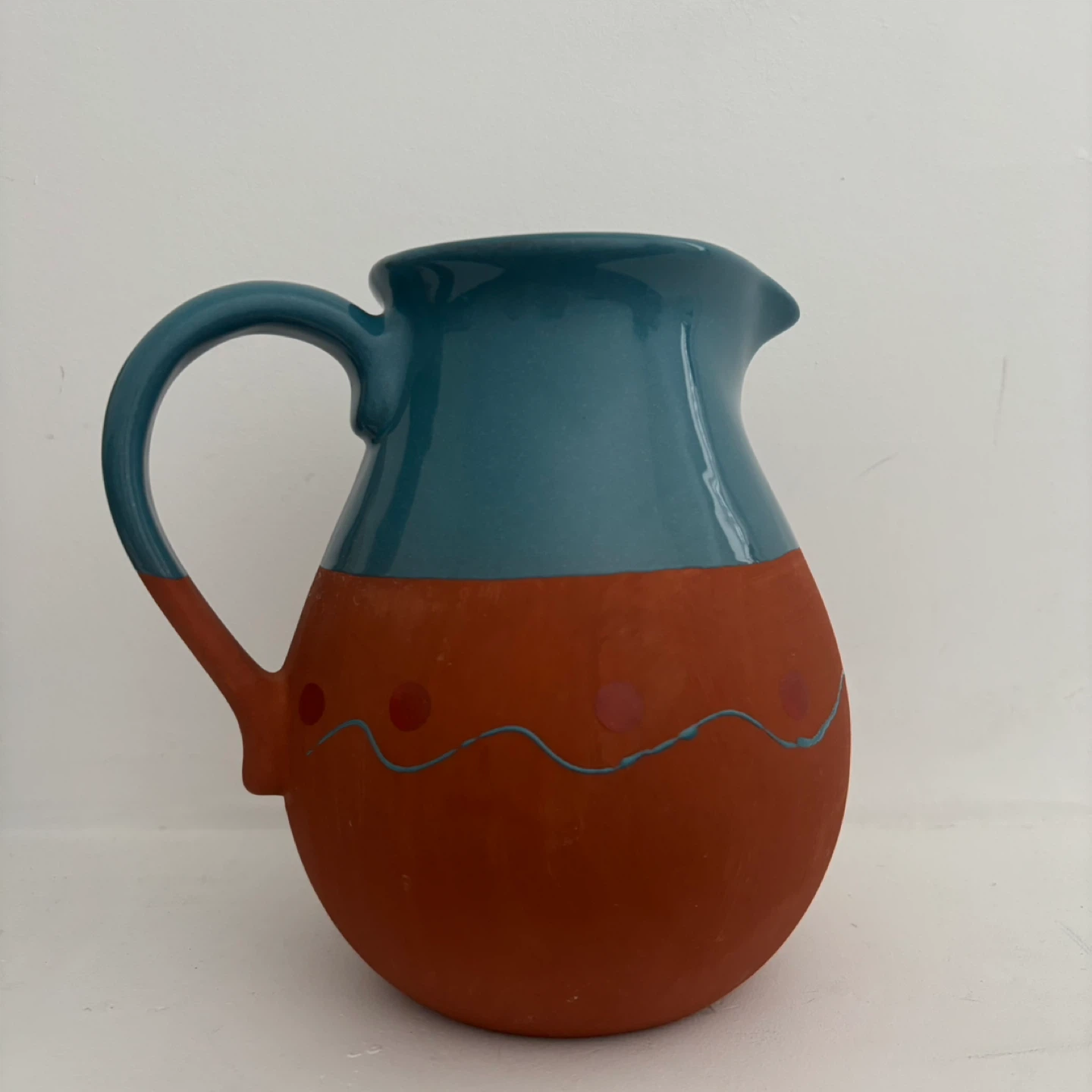 Vintage Red Clay Terracotta Pottery Pitcher