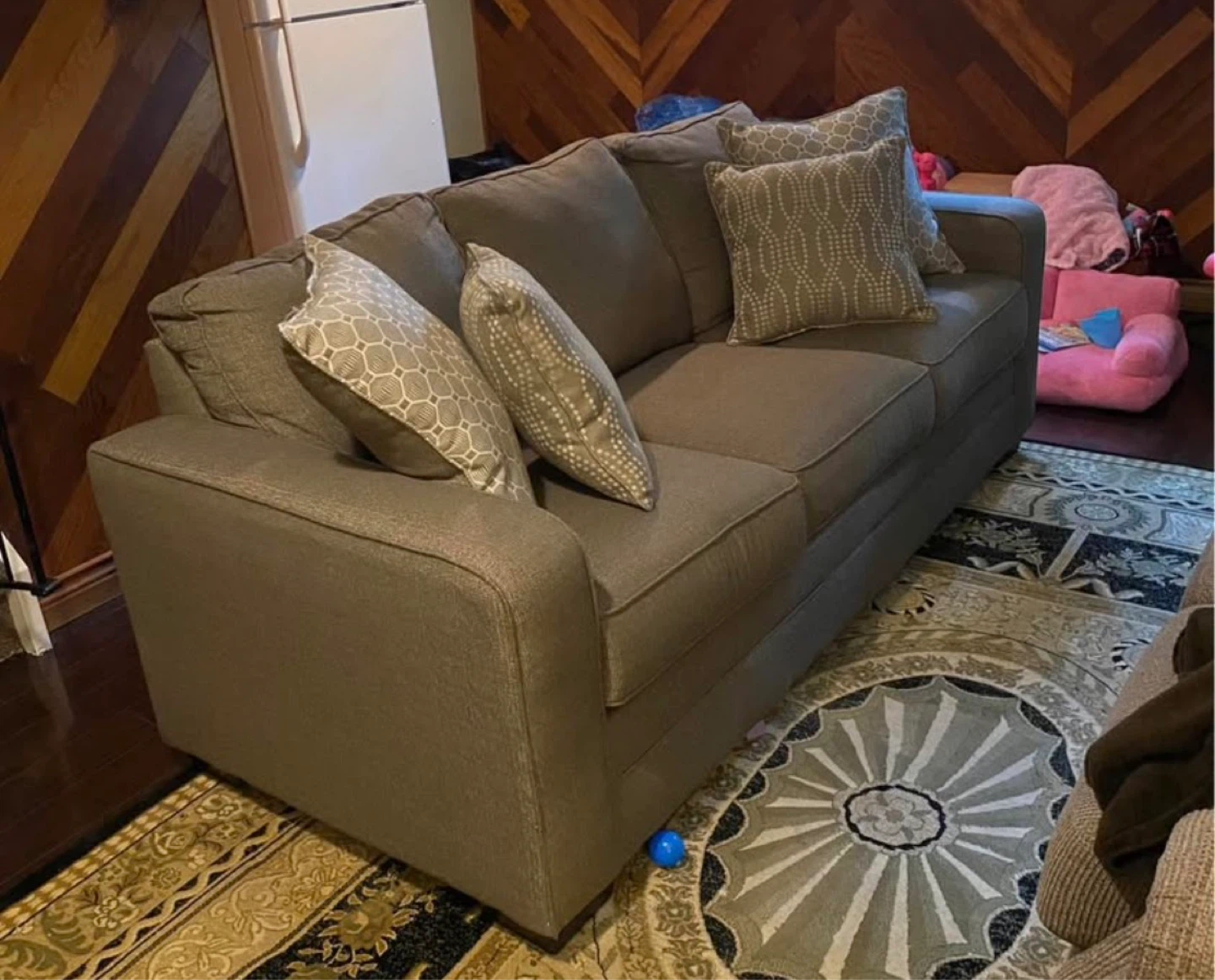 Like New Grey Fabric Sofa Couch