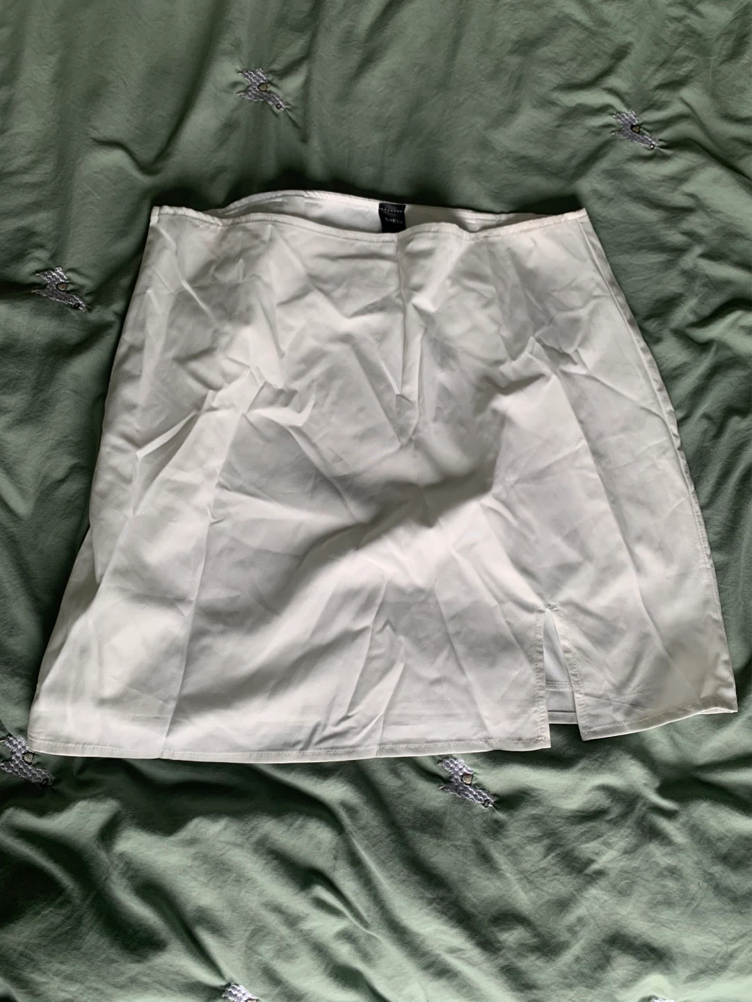 White Mini Skirt with Side Slit