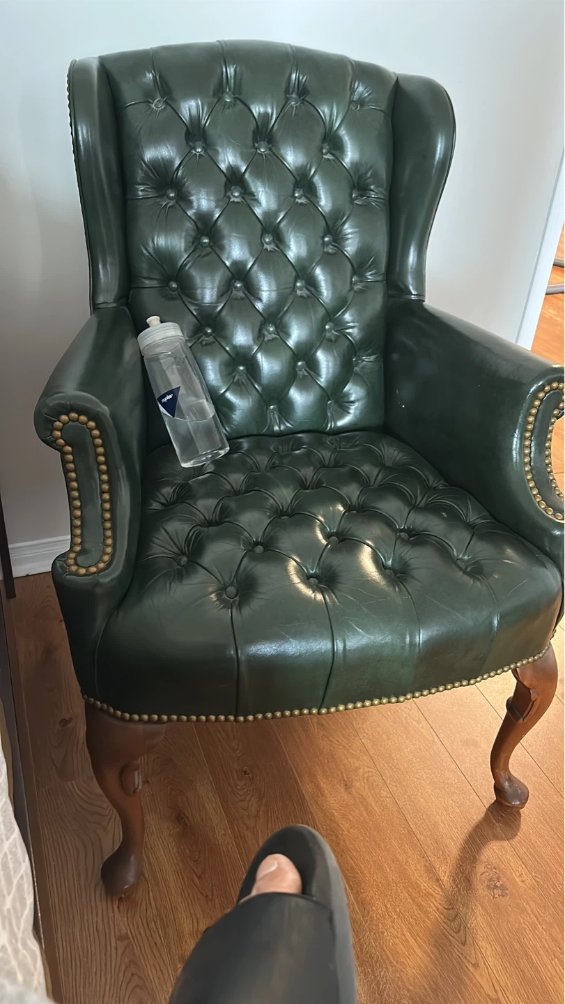 Hancock & Moore Green Leather Wingback Chair - photo 3