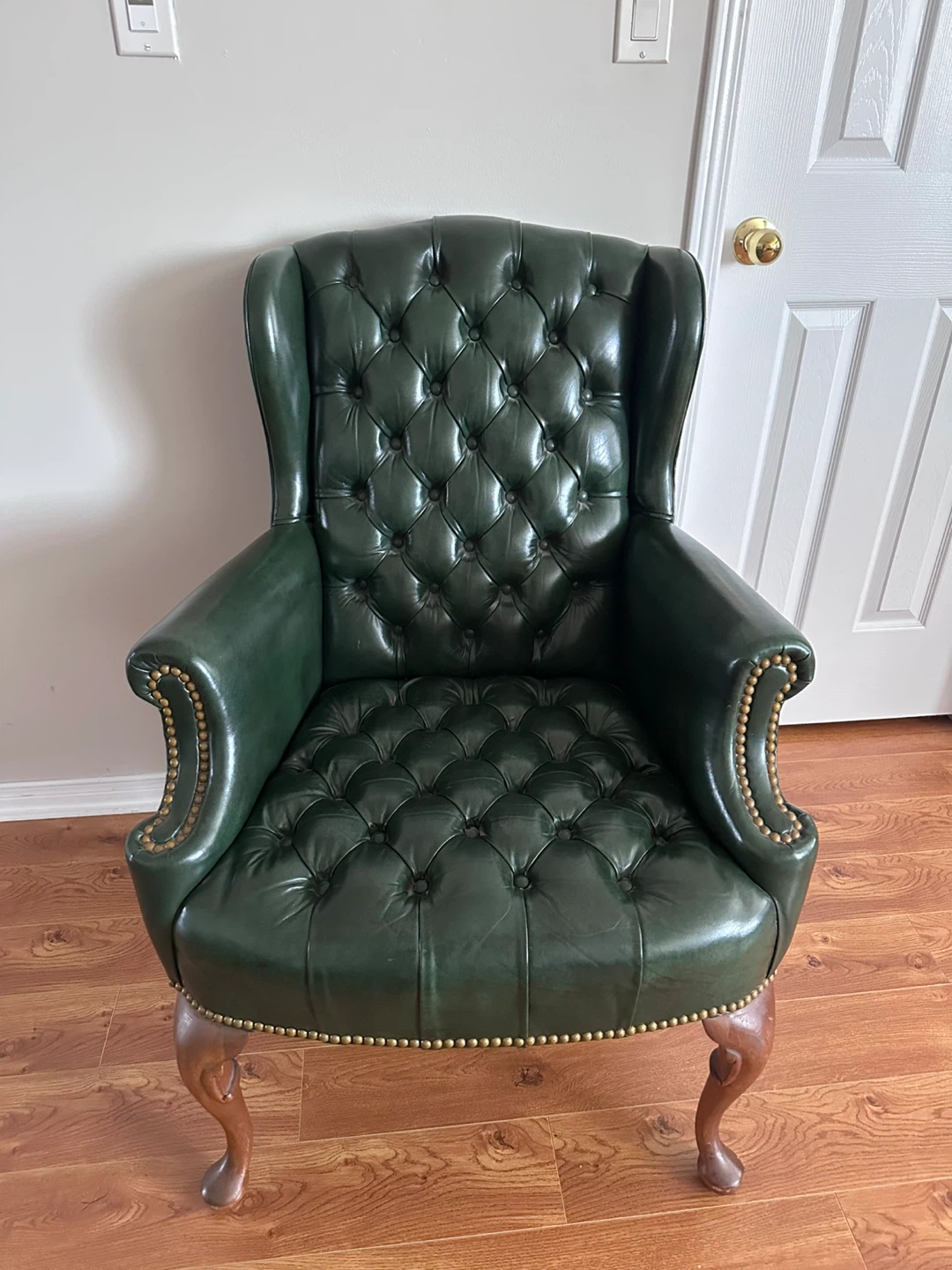 Hancock & Moore Green Leather Wingback Chair - photo 2