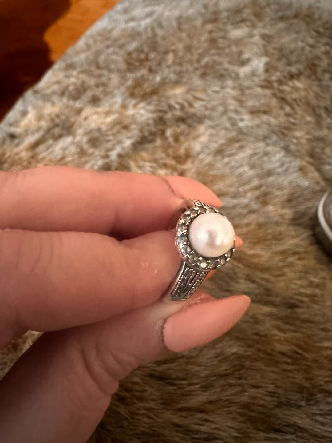 Pearl and Cubic Zirconia Ring