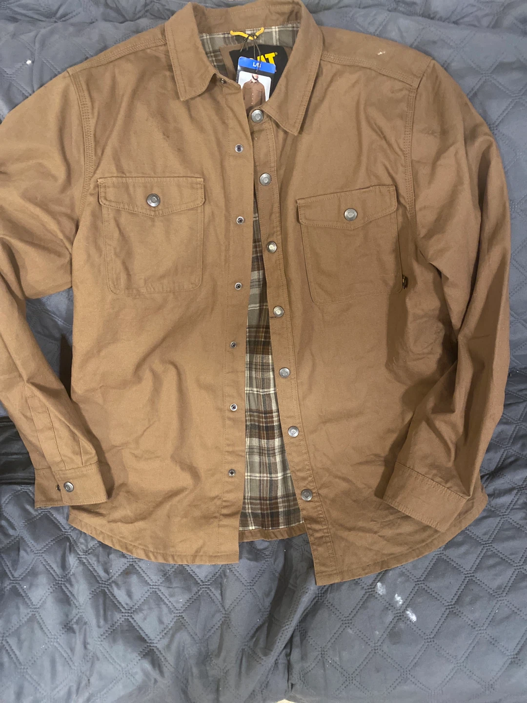 CAT L/G Brown Plaid Lined Work Shirt
